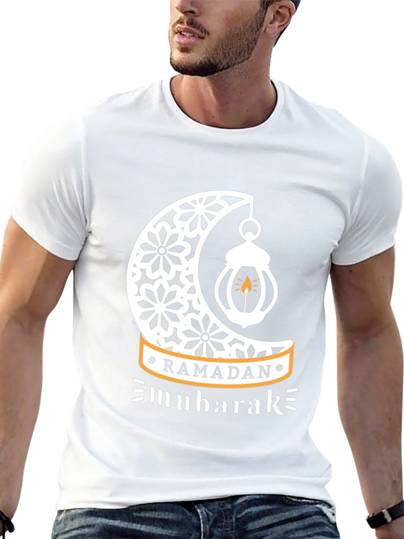 Ramadan Mubarak T-Shirt - Festive Islamic Crescent Moon Design