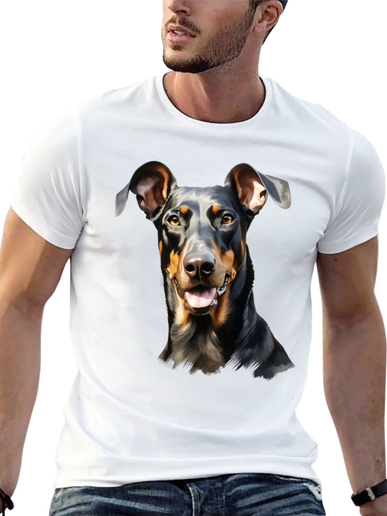 Doberman Dog Graphic Print T-Shirt