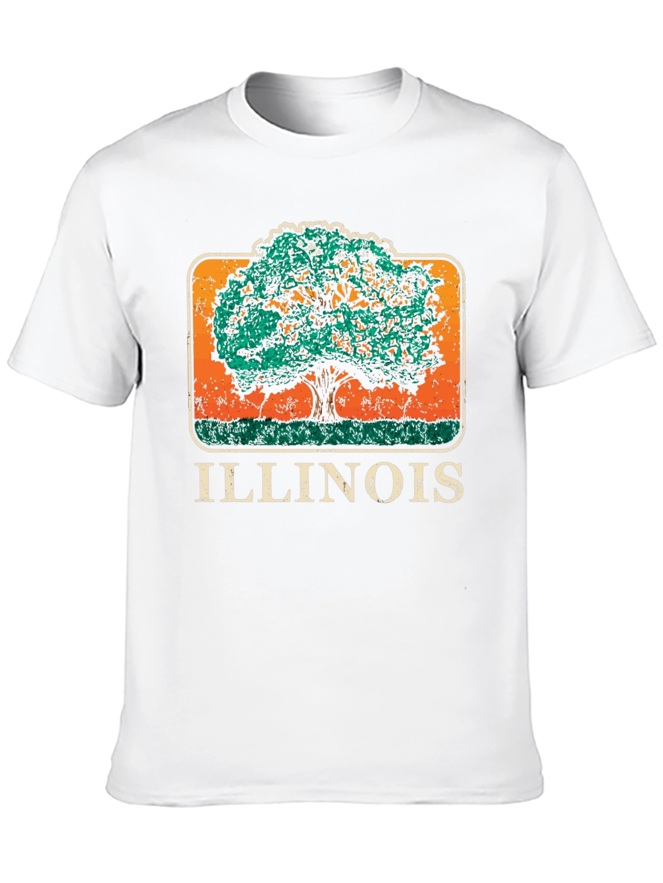 Illinois Tree Graphic T-Shirt - Distressed Retro Design