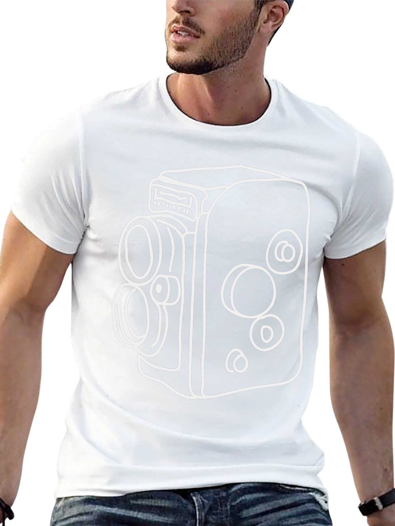 Retro Movie Camera Graphic Tee - Classic Film Style