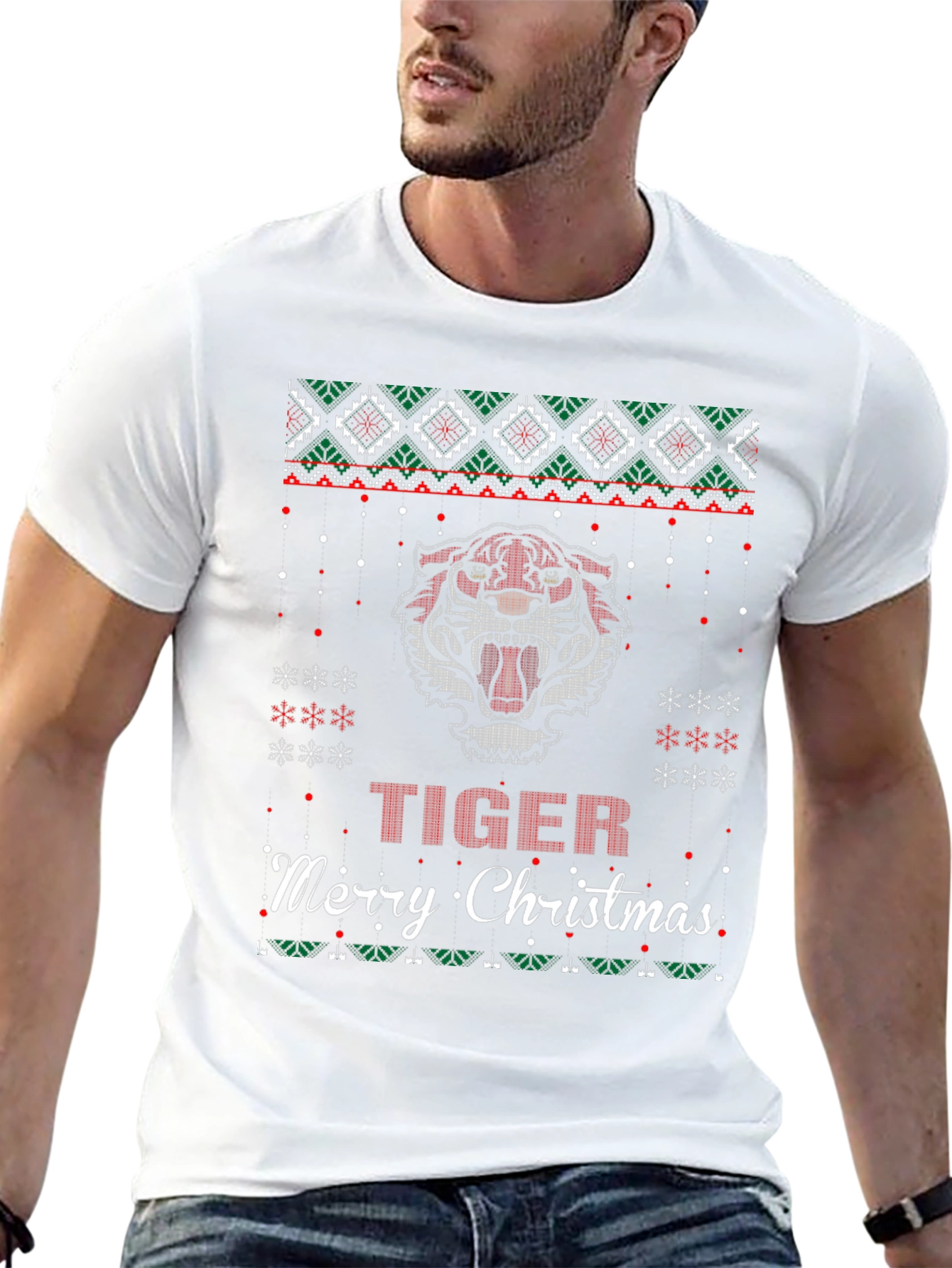 Tiger Merry Christmas Ugly Sweater T-Shirt