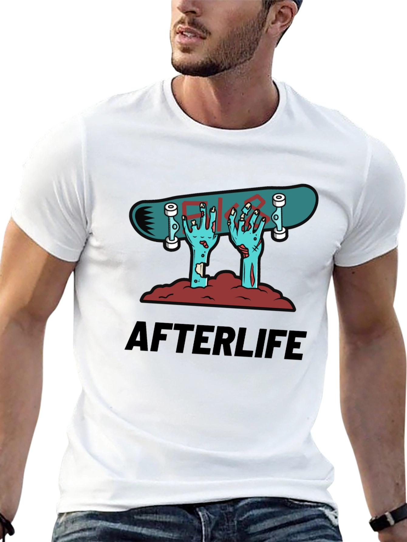 Afterlife Skateboard Graphic Tee - Black Cotton Shirt