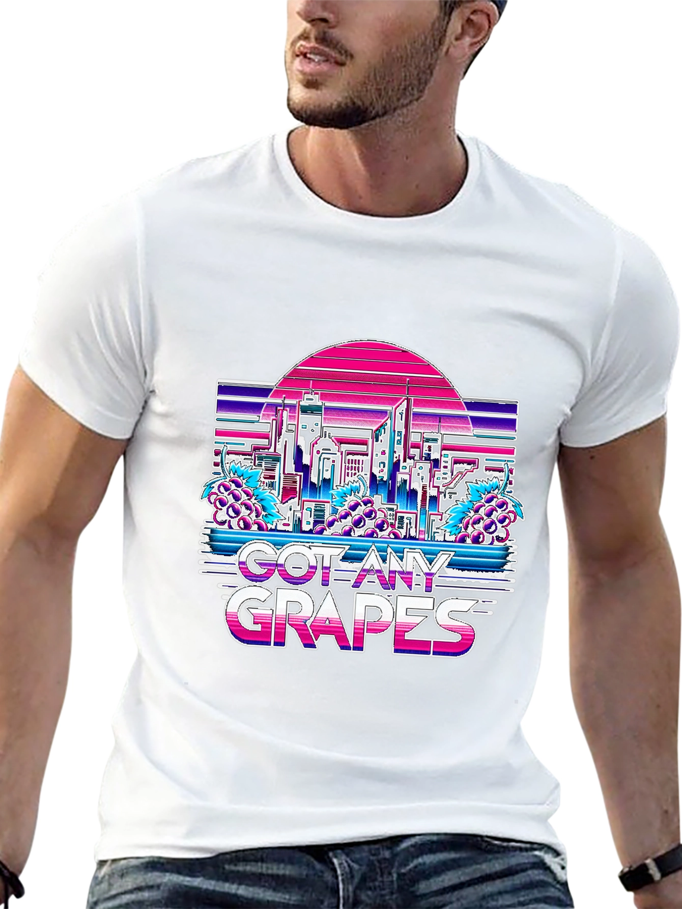 Got Any Grapes T-Shirt - Retro Vaporwave Cityscape