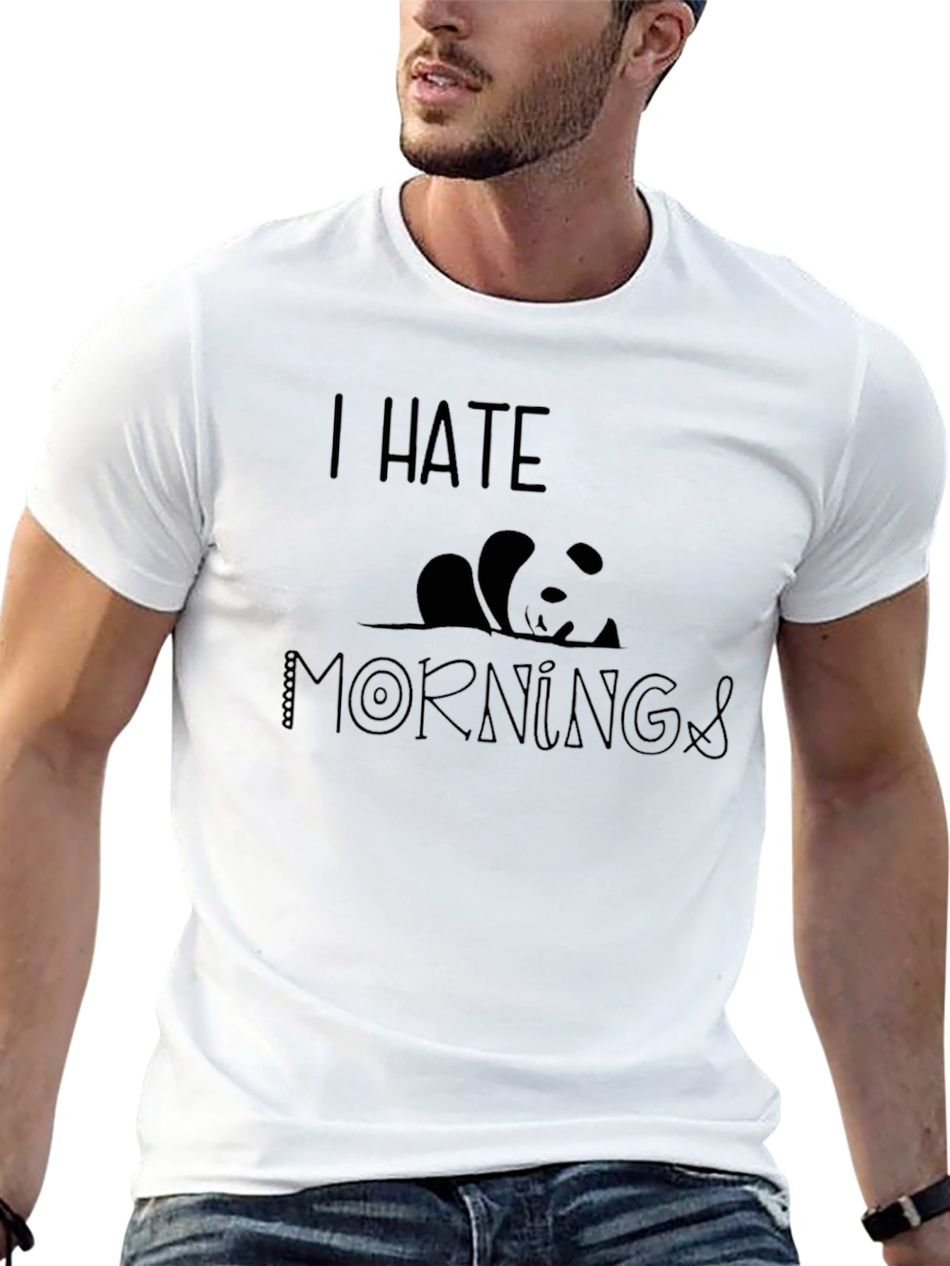 I Hate Mornings Panda Graphic T-Shirt