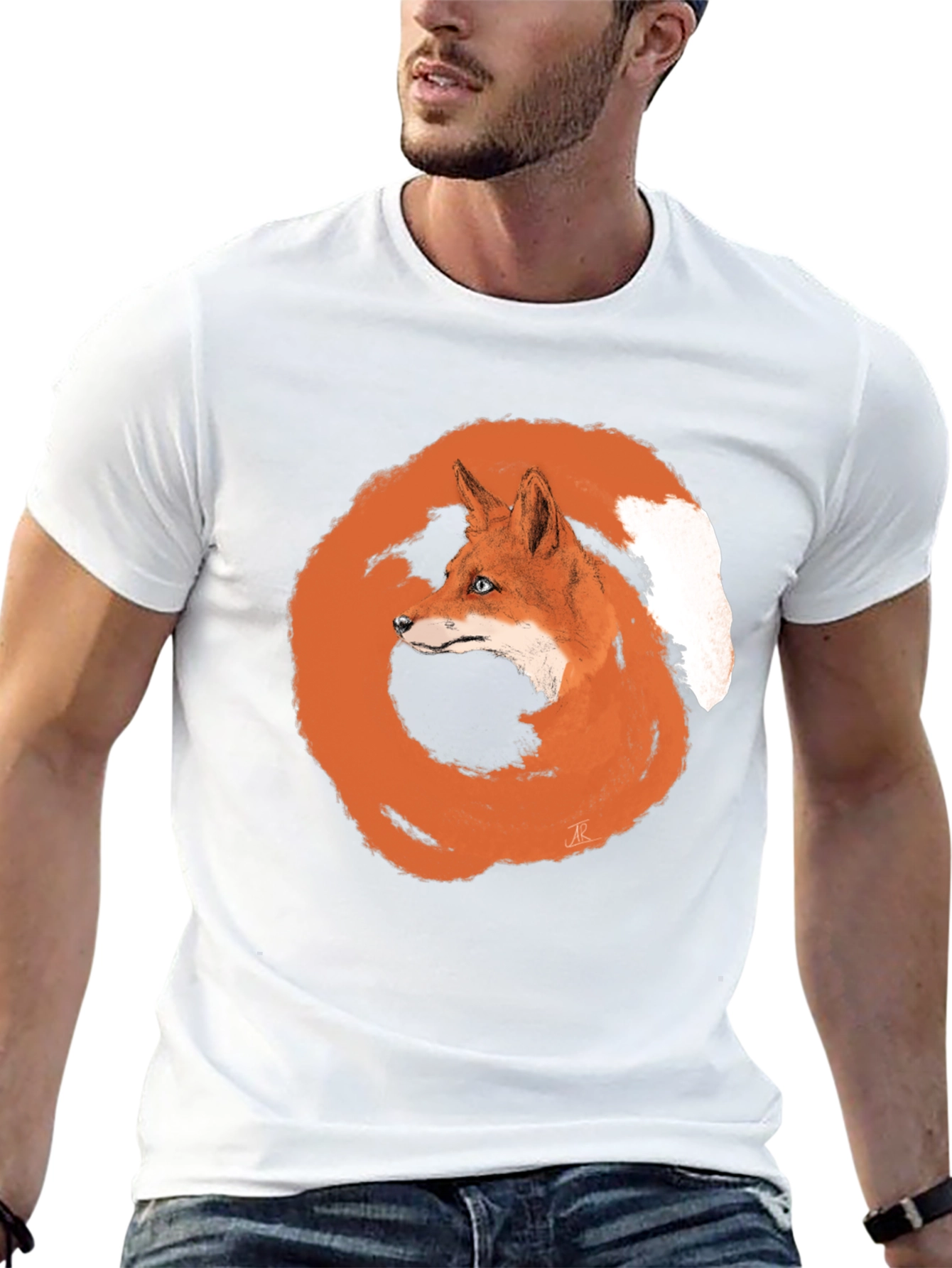 Fox Circle Graphic Tee - Unique Animal Design