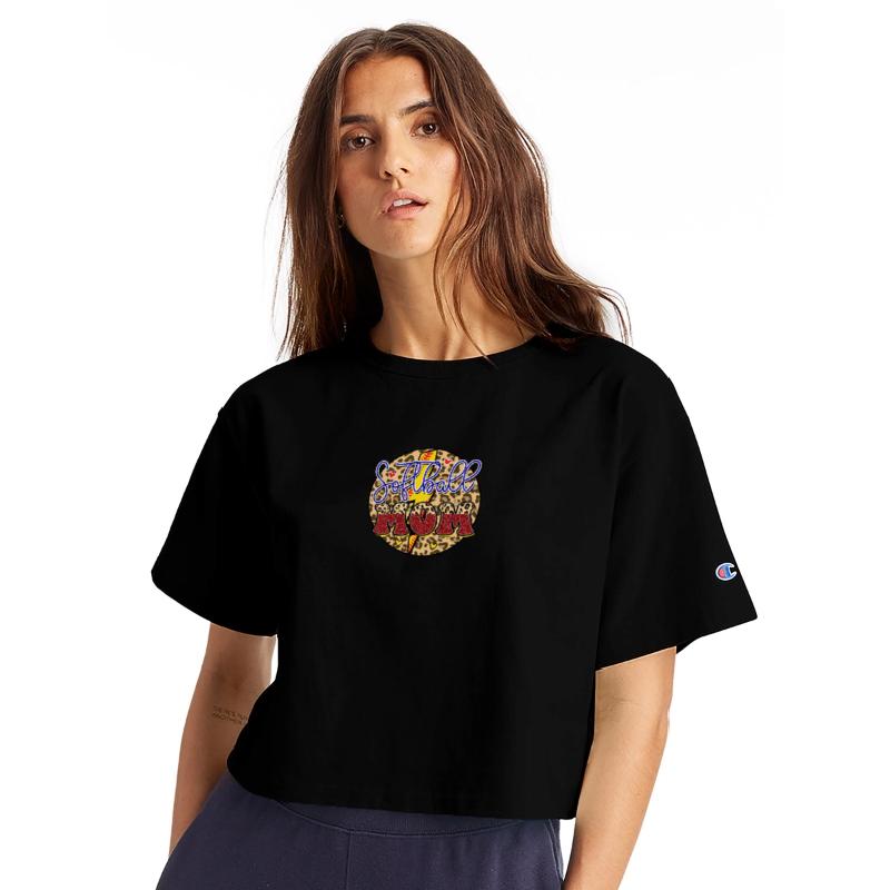 Leopard Glitter Softball Mom Lightning