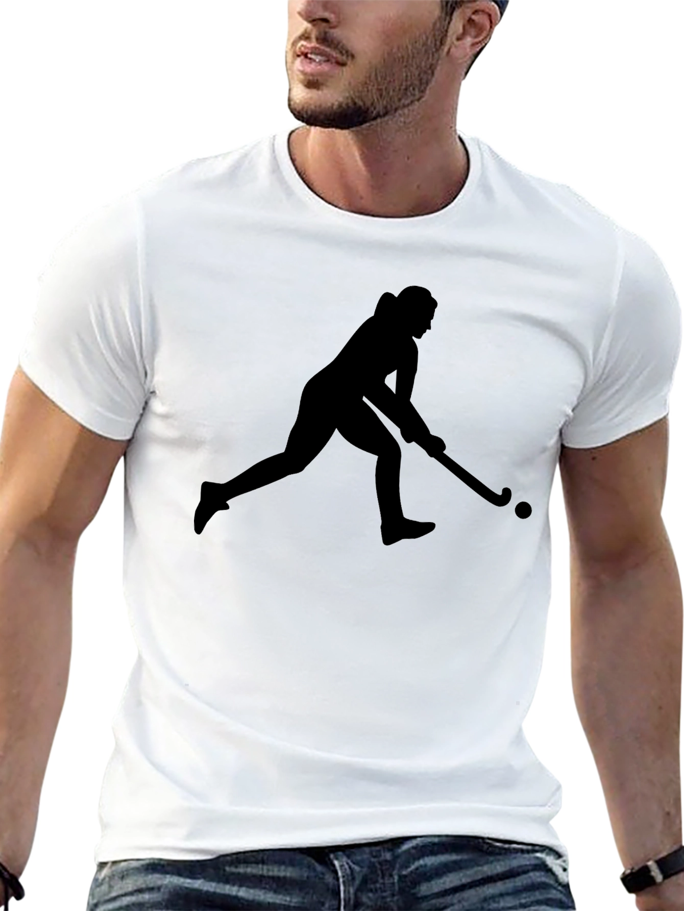 Hockey Player Silhouette Graphic T-Shirt