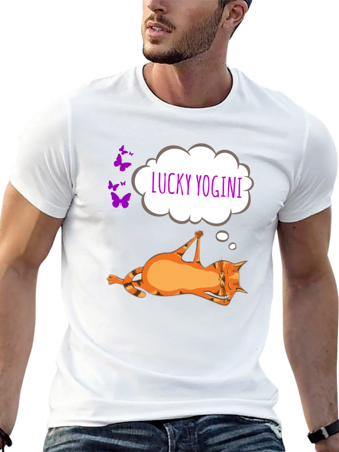 Lucky Yogini Cat T-Shirt - Funny Yoga Lover Tee