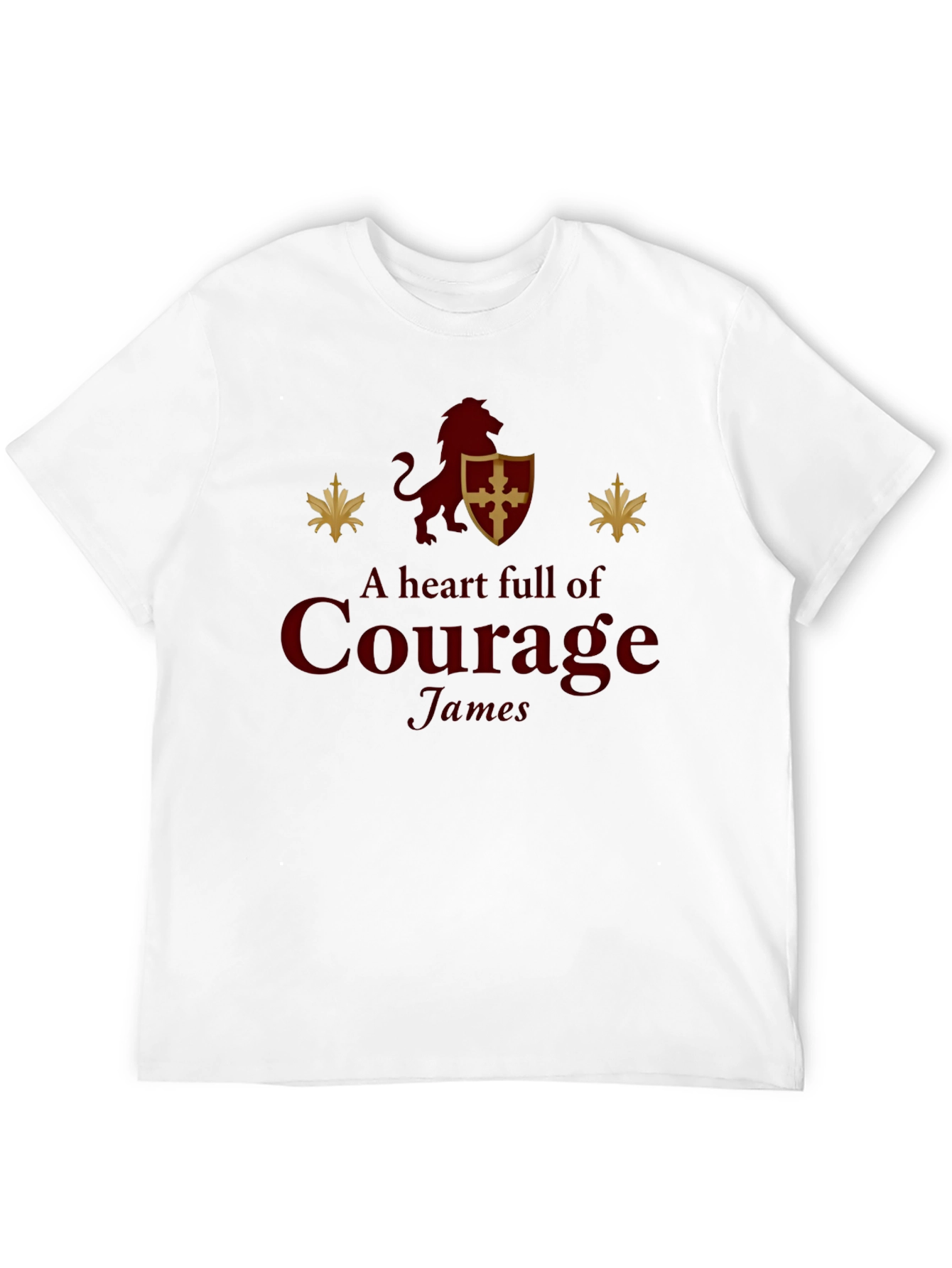 A Heart Full of Courage Lion Shield Black T-Shirt