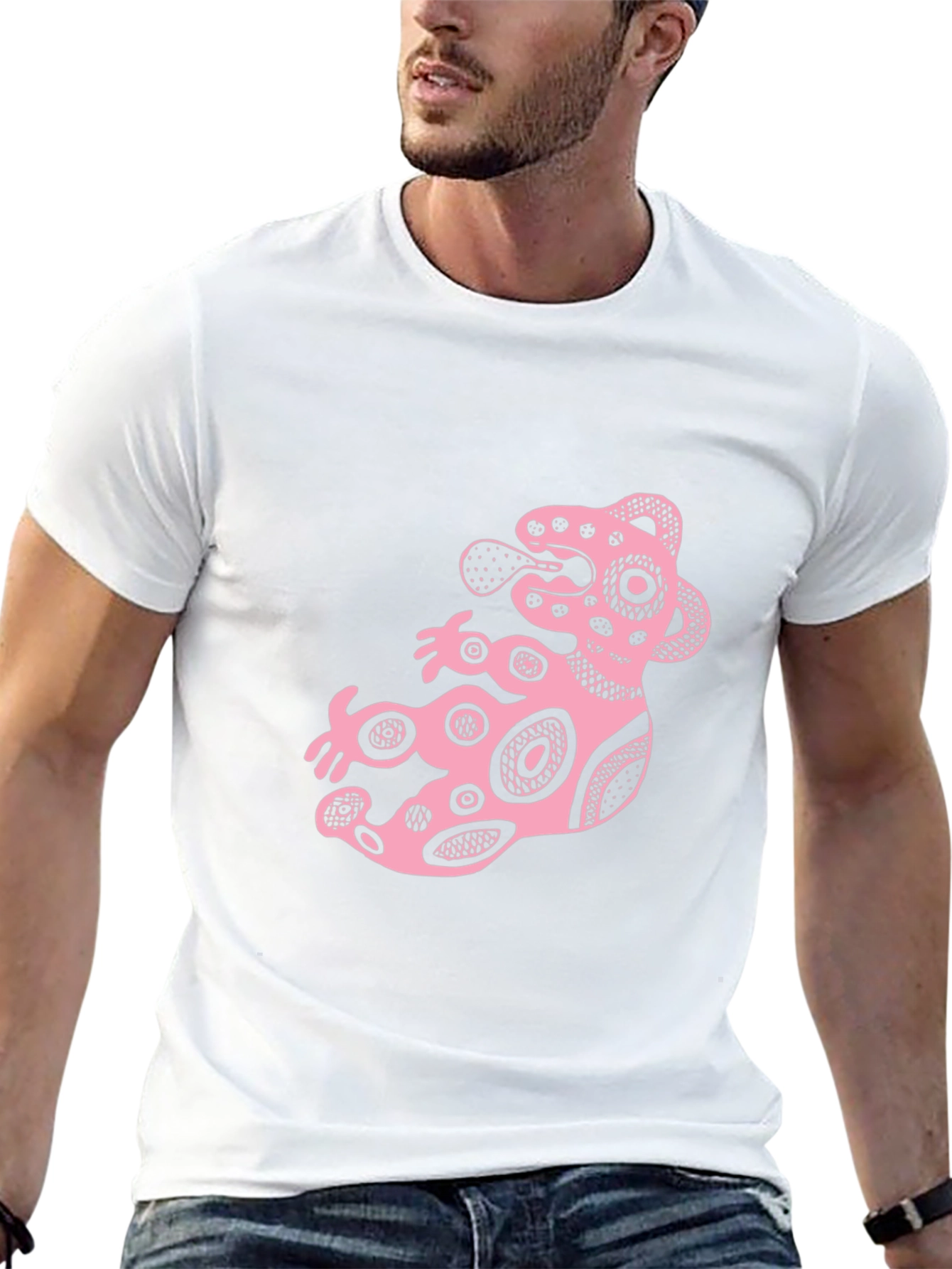 Black Graphic Tee - Pink Tribal Creature