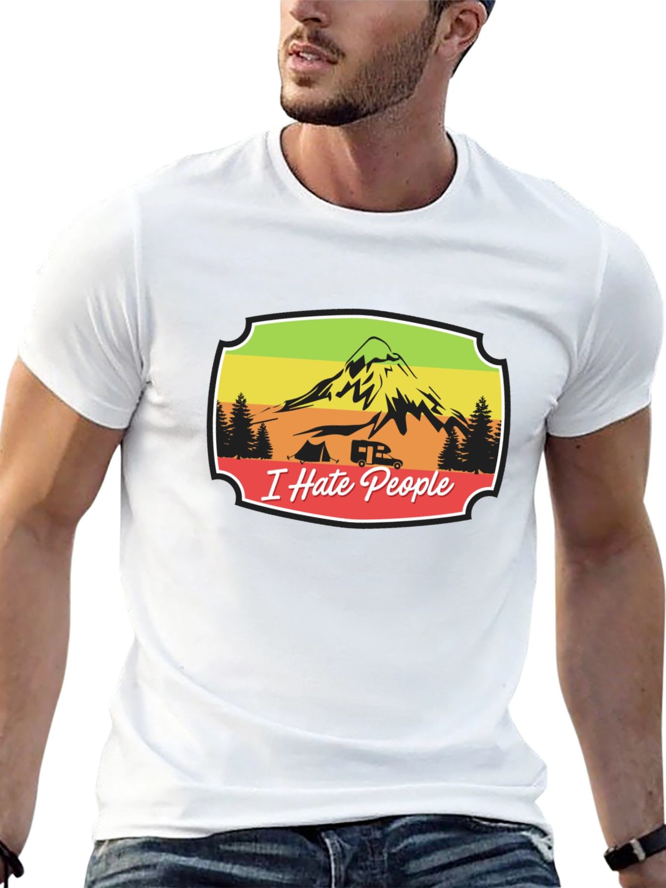 I Hate People T-Shirt Camping Mountain Design