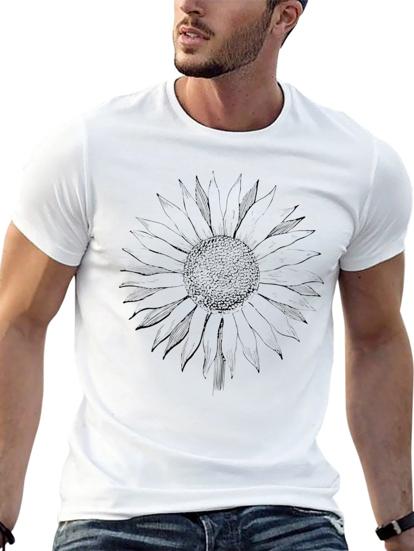 Sunflower Graphic Tee - Stylish Black Cotton T-Shirt