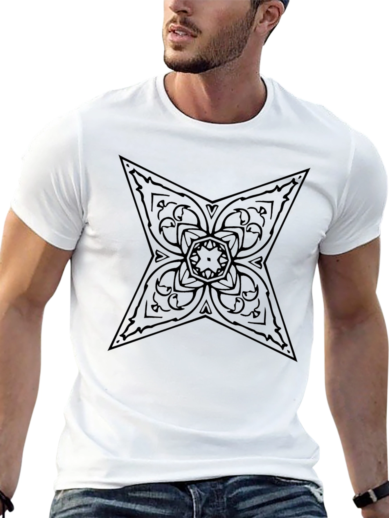 Ornate Star Graphic Black T-Shirt