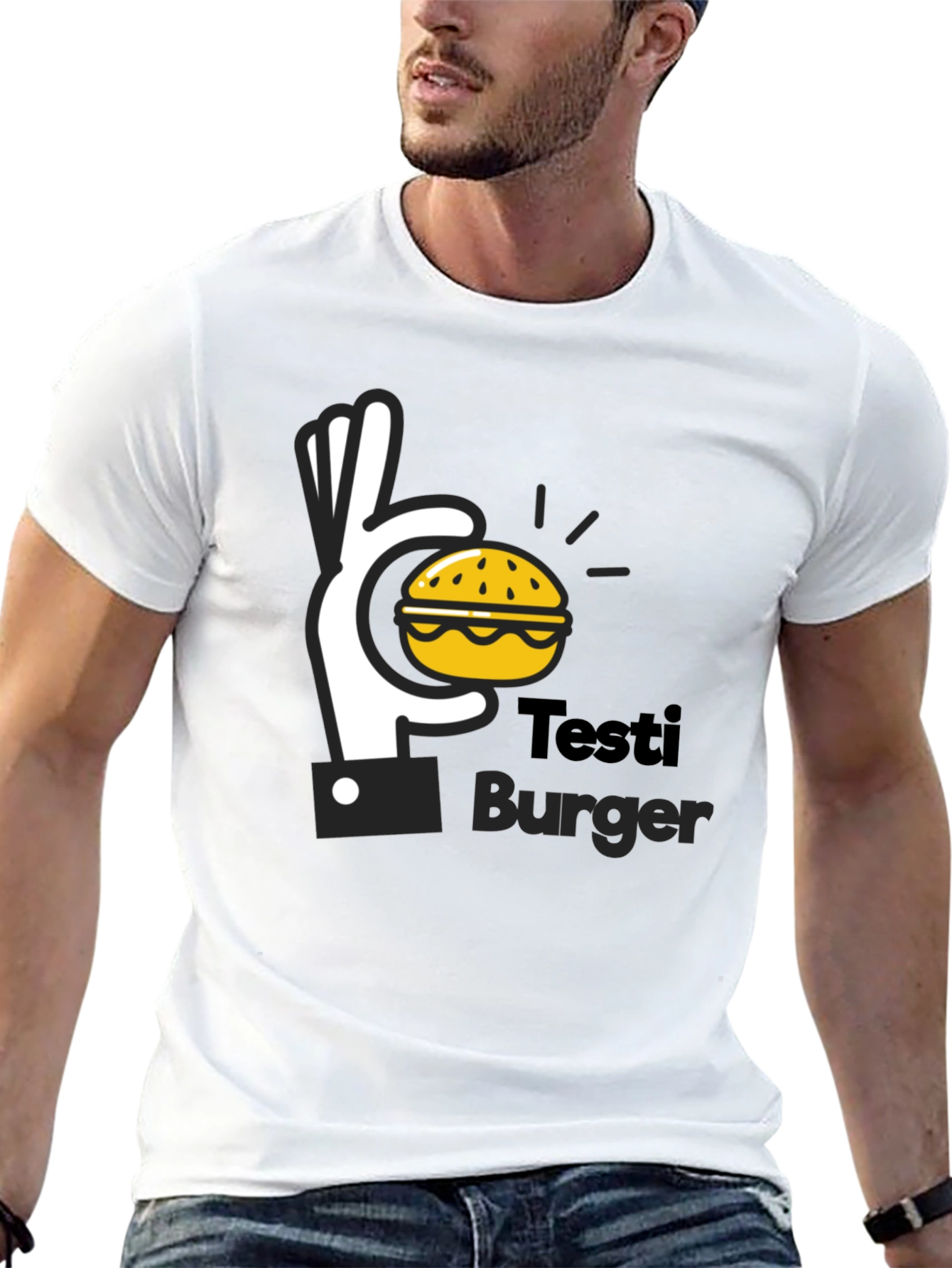 Testi Burger Graphic Tee - Unisex Black T-Shirt