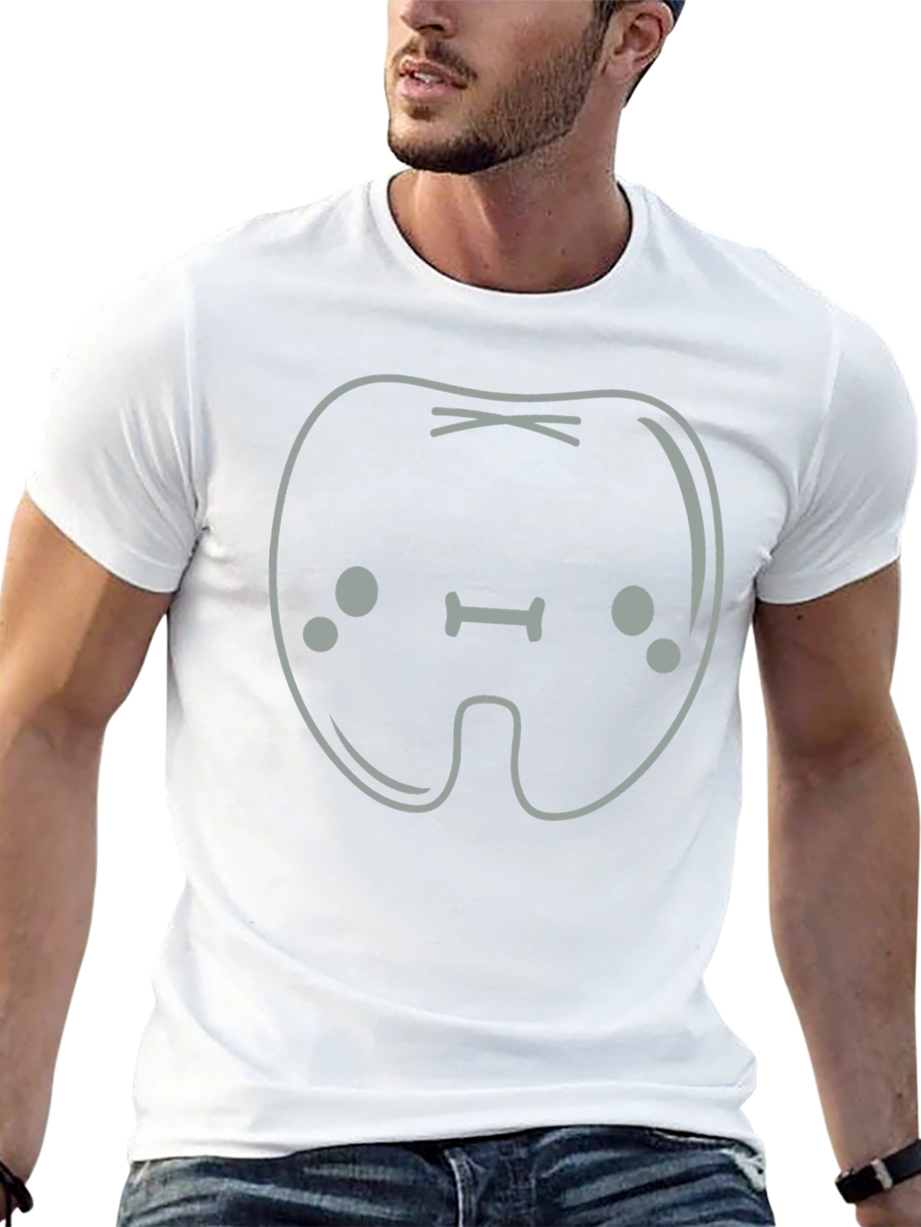 Kawaii Tooth Graphic Tee - Black Cotton Shirt