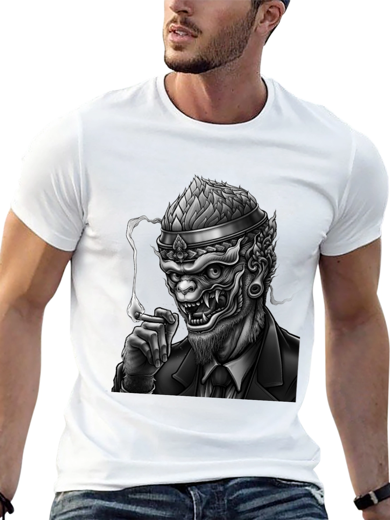 Smoking Demon Graphic Tee - Black