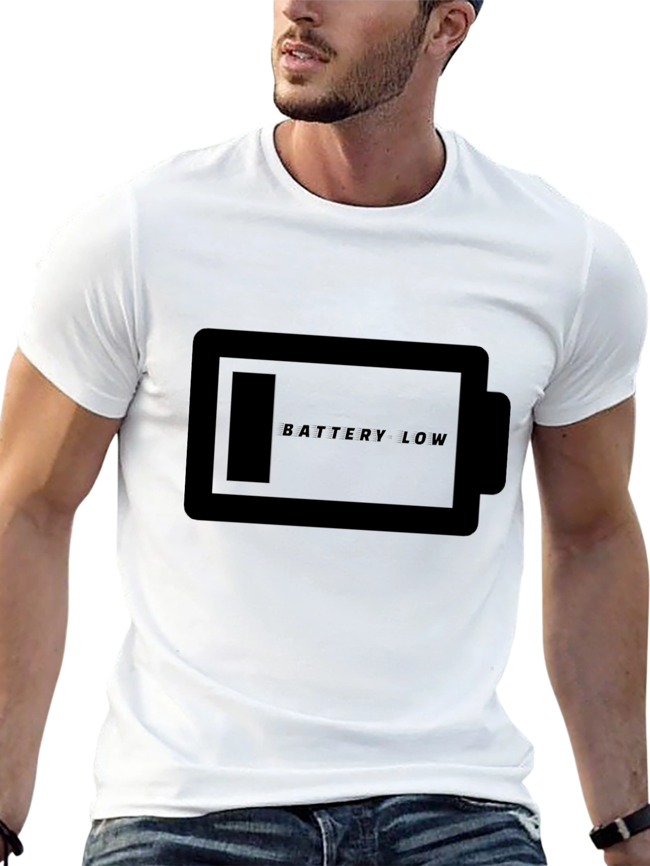 Battery Low Graphic Black T-Shirt