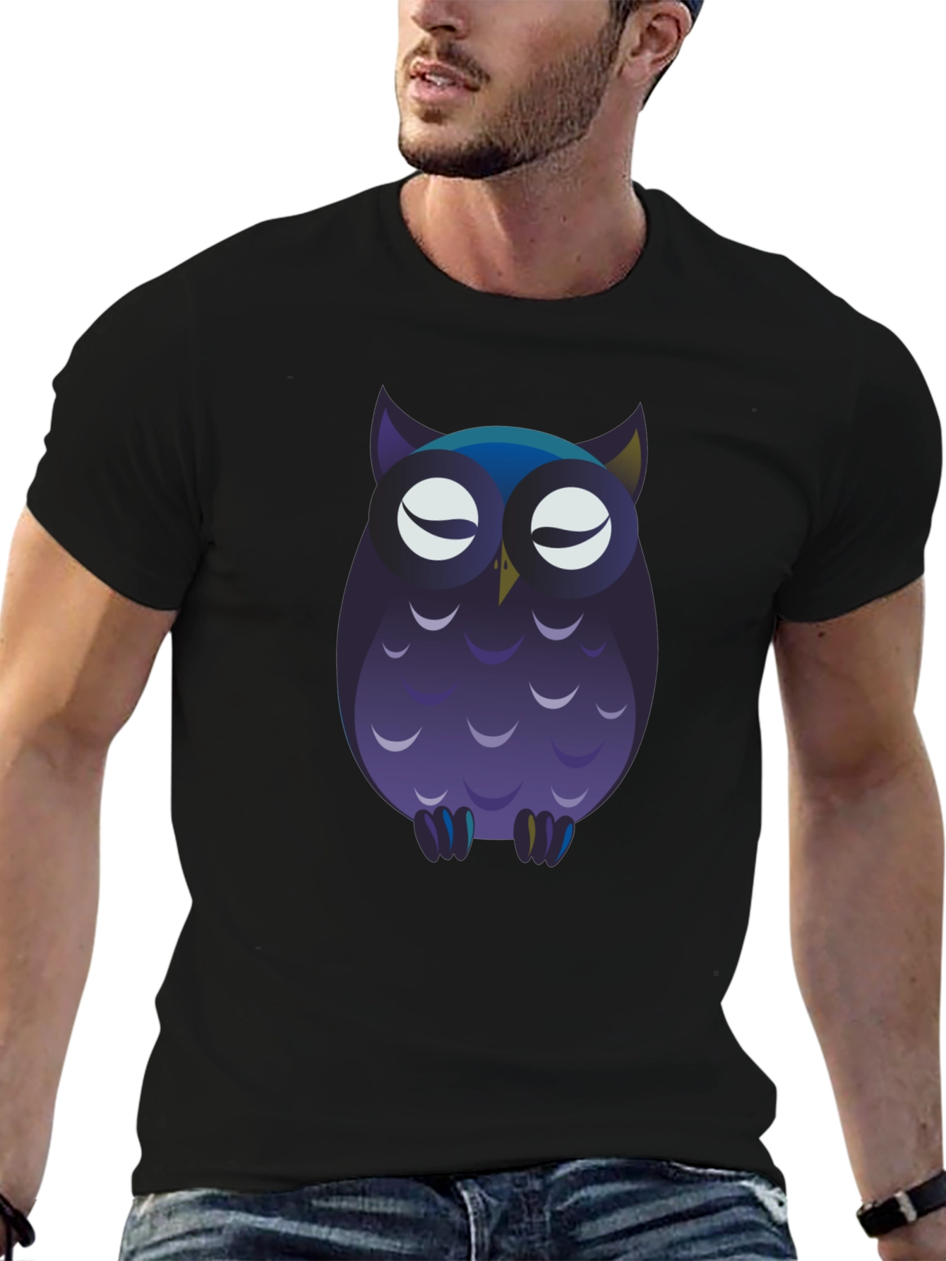 Cool Owl Graphic Black T-Shirt