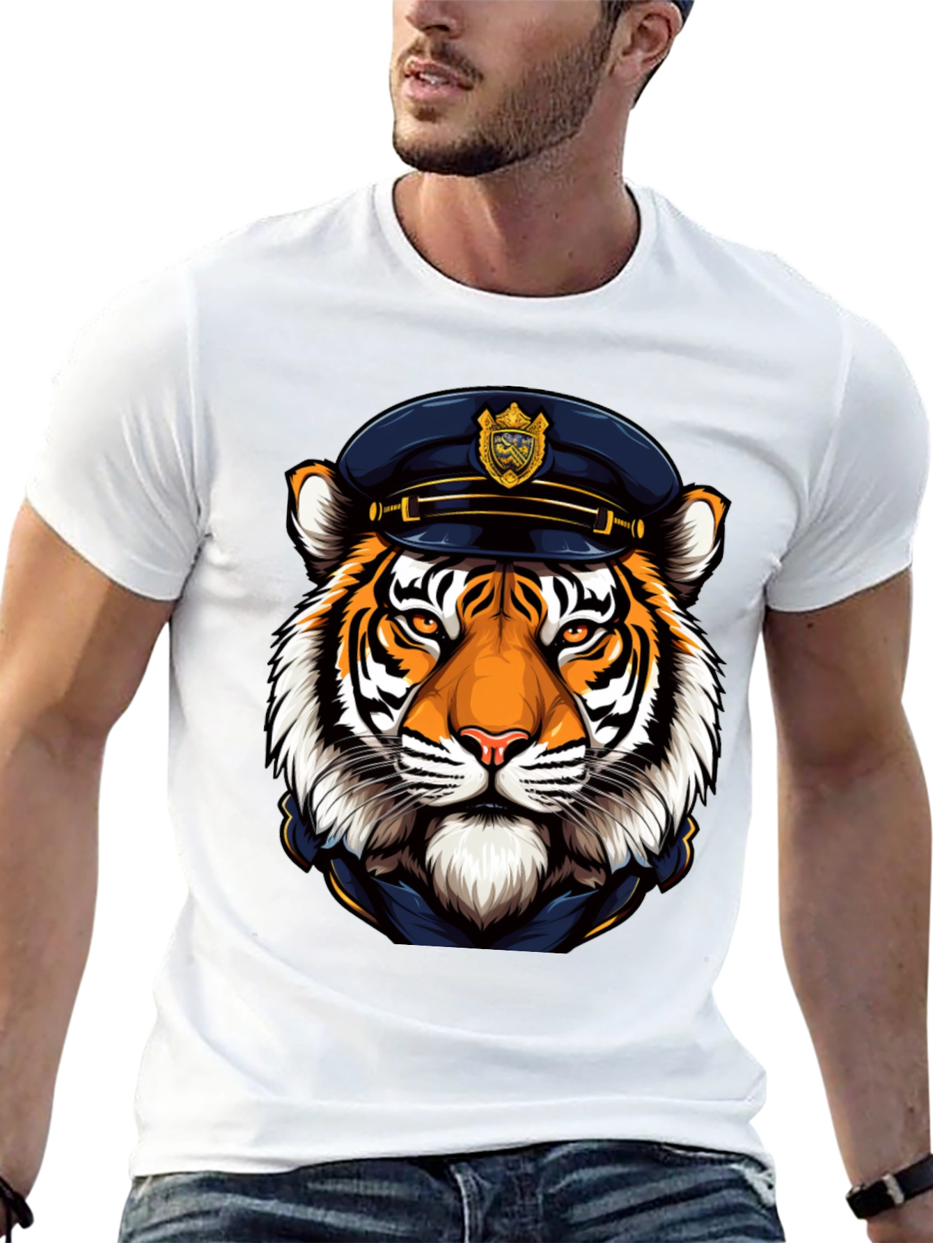 Tiger Cop T-Shirt - Cool Animal Graphic Tee