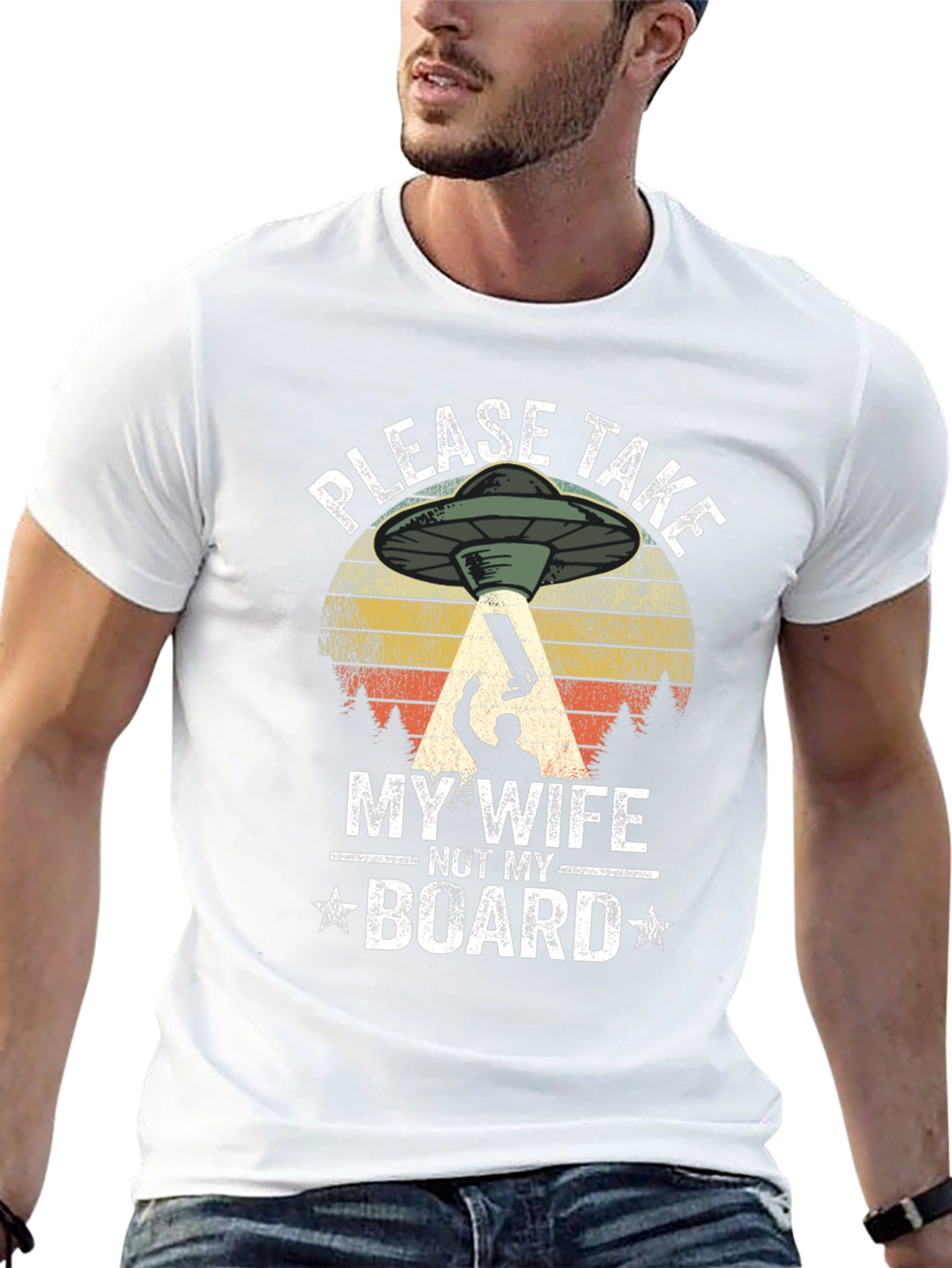 Funny Alien UFO Abduction Mens Graphic T-Shirt