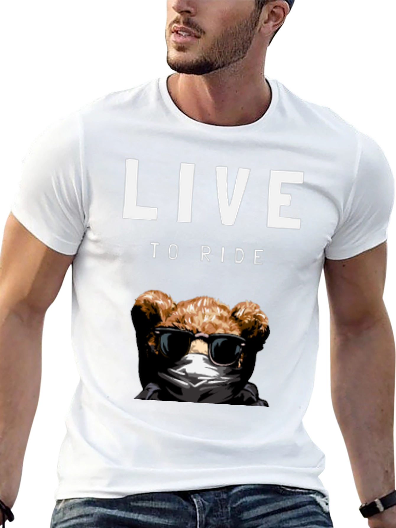Live to Ride Teddy Bear Graphic T-Shirt