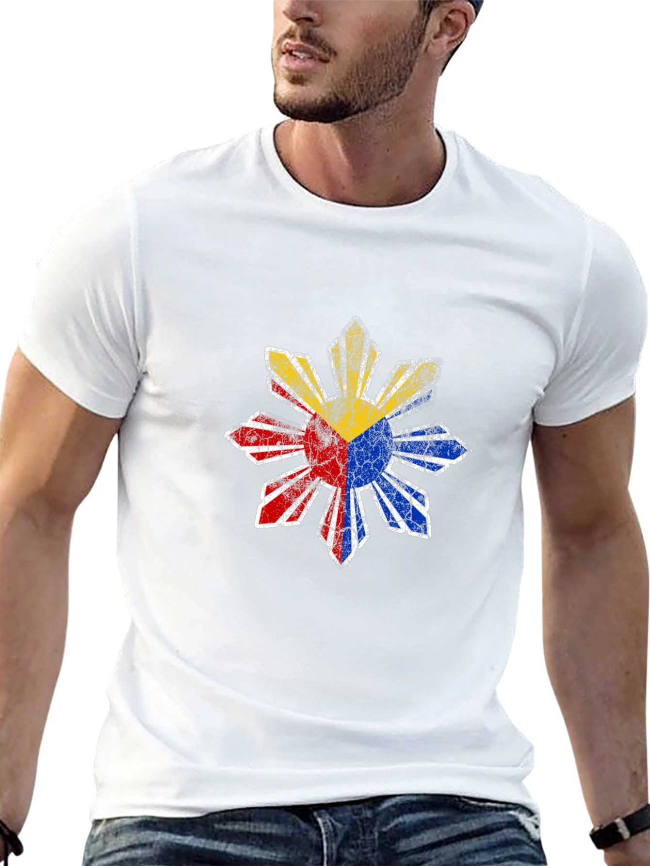 Philippines Flag Sun Graphic Tee - Distressed Design