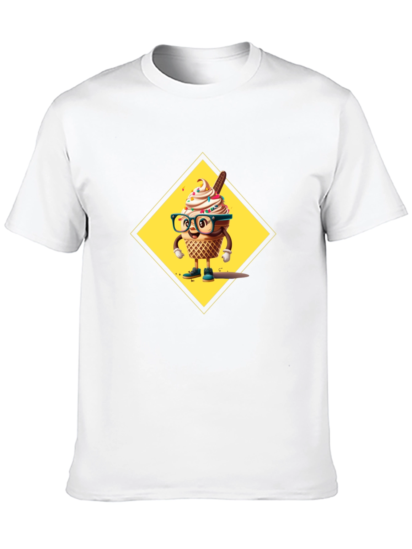 Fun Ice Cream Cone Graphic Tee - Black Cotton