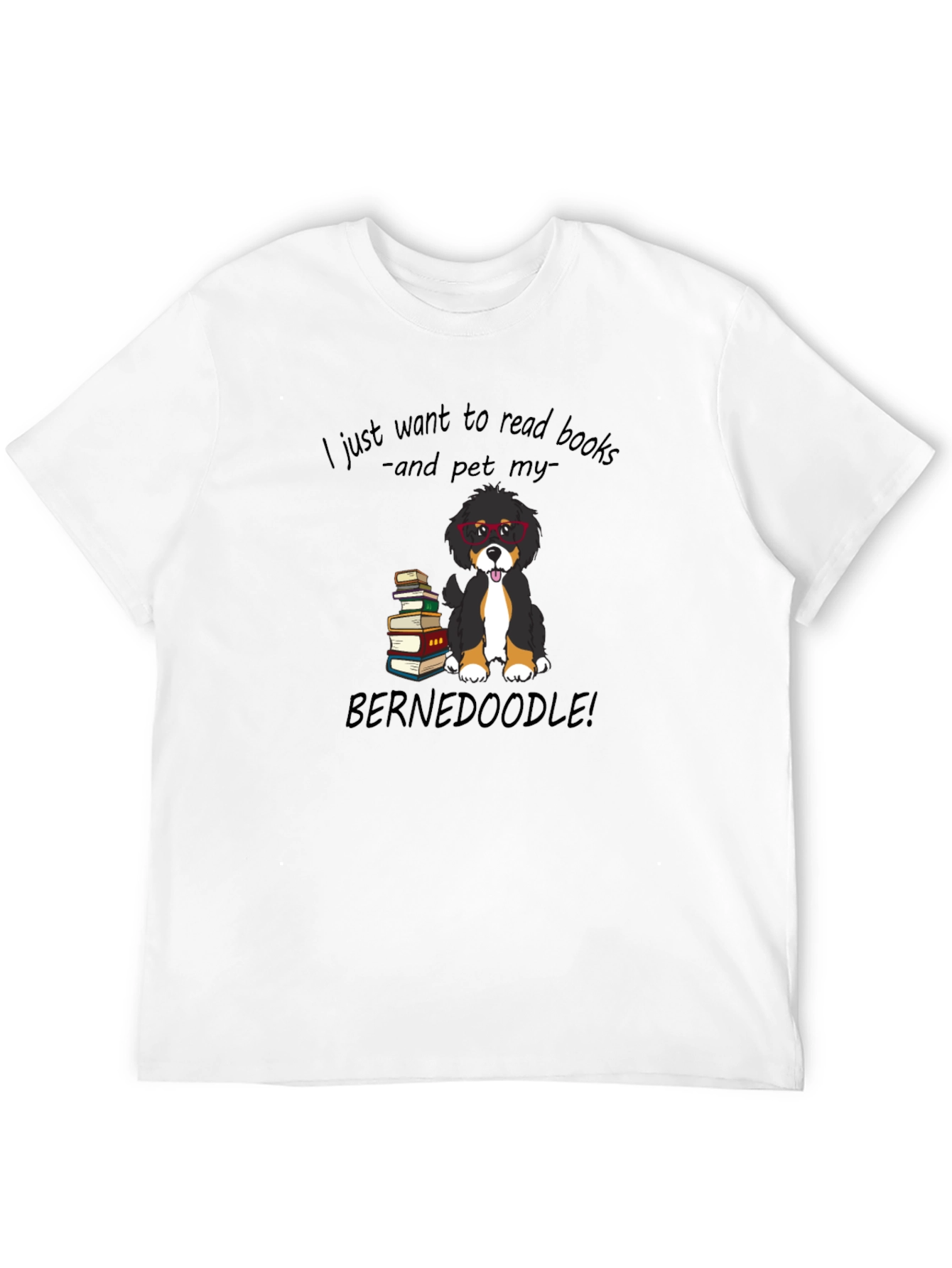 Book Reading Bernedoodle Graphic Tee