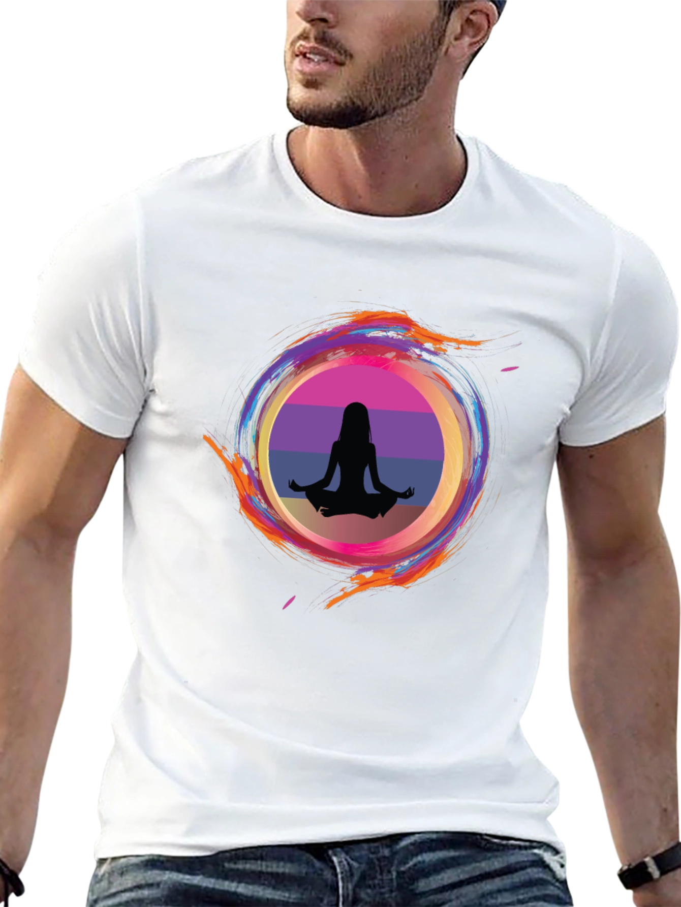 Zen Circle Graphic Tee - Relaxed Fit Black T-Shirt