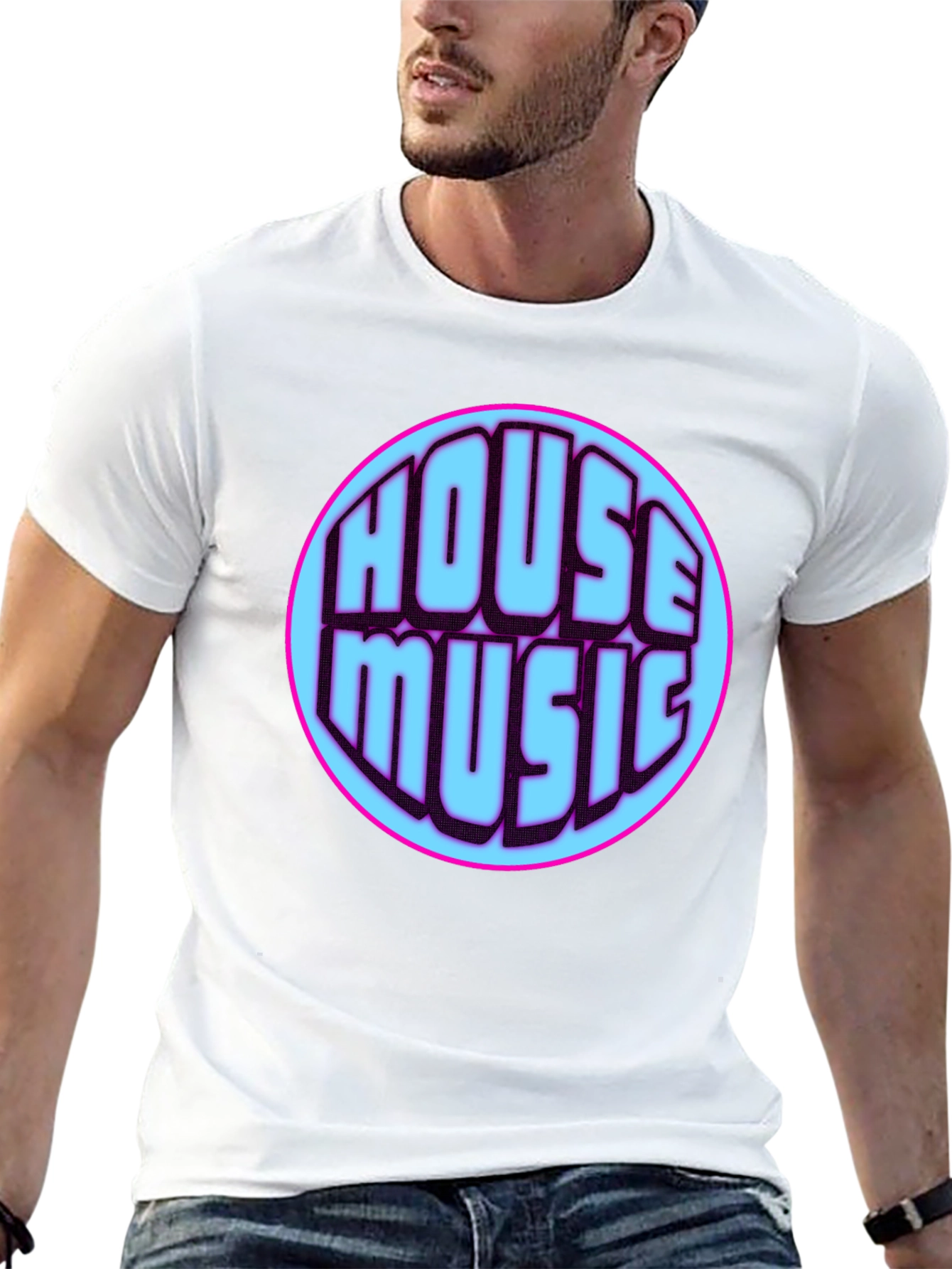 House Music Graphic Tee - Vibrant Design Black T-Shirt