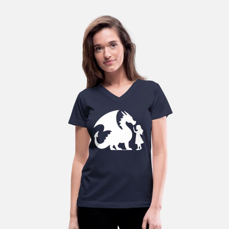 Mythical Dragon and Girl Silhouette Design