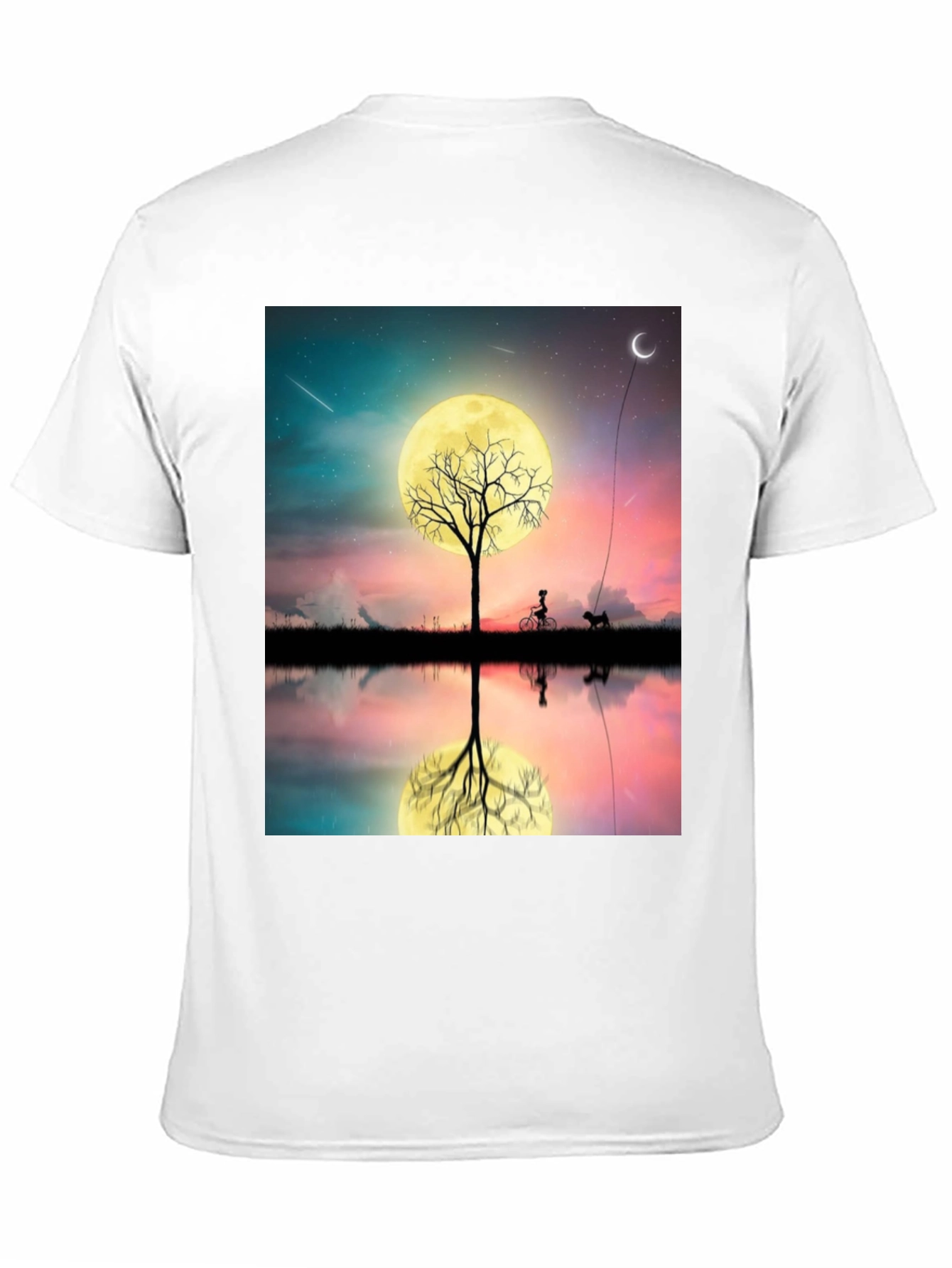Nightscape T-Shirt: Moonlit Tree Reflection
