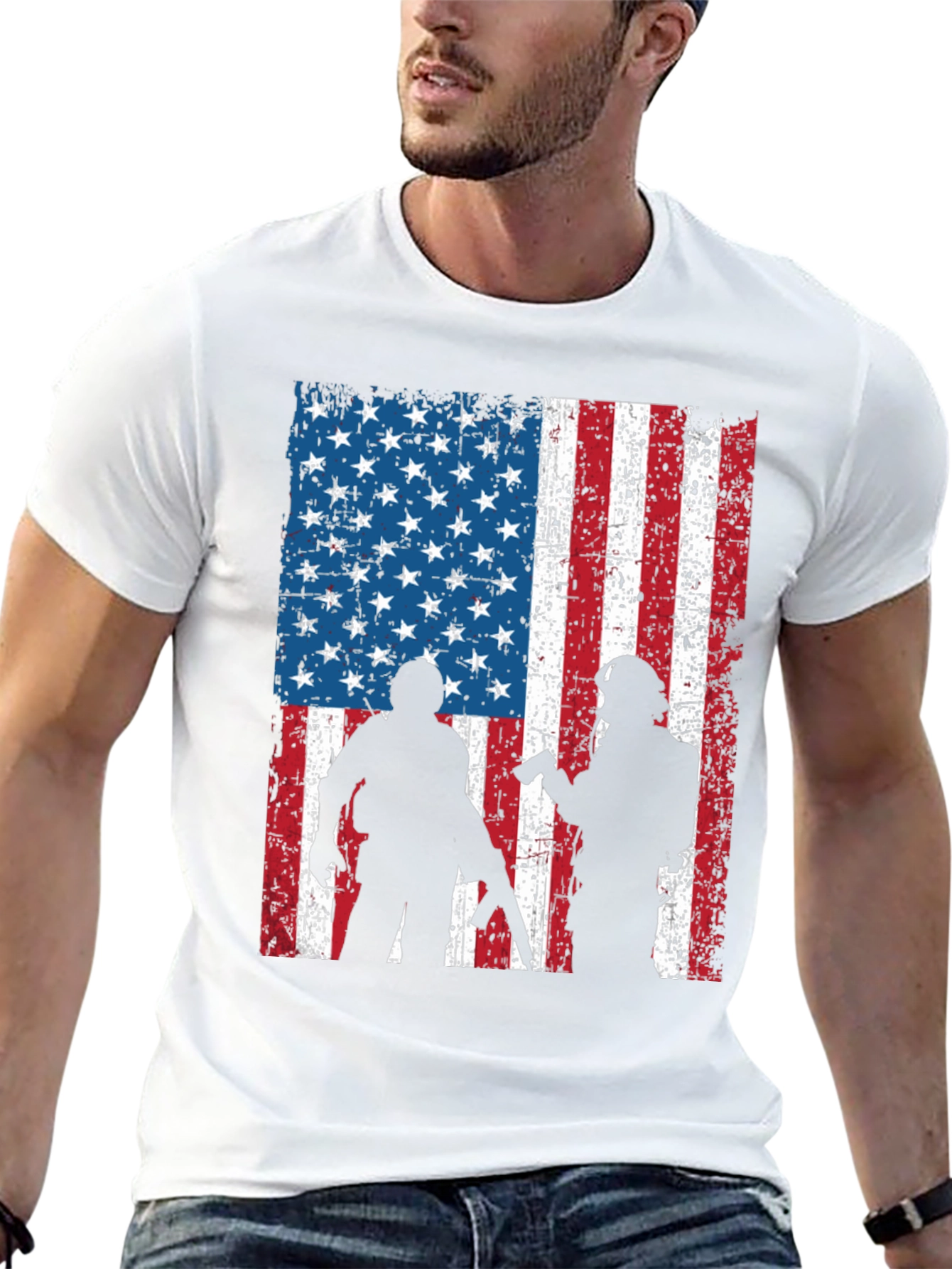 American Flag Soldier Graphic Tee