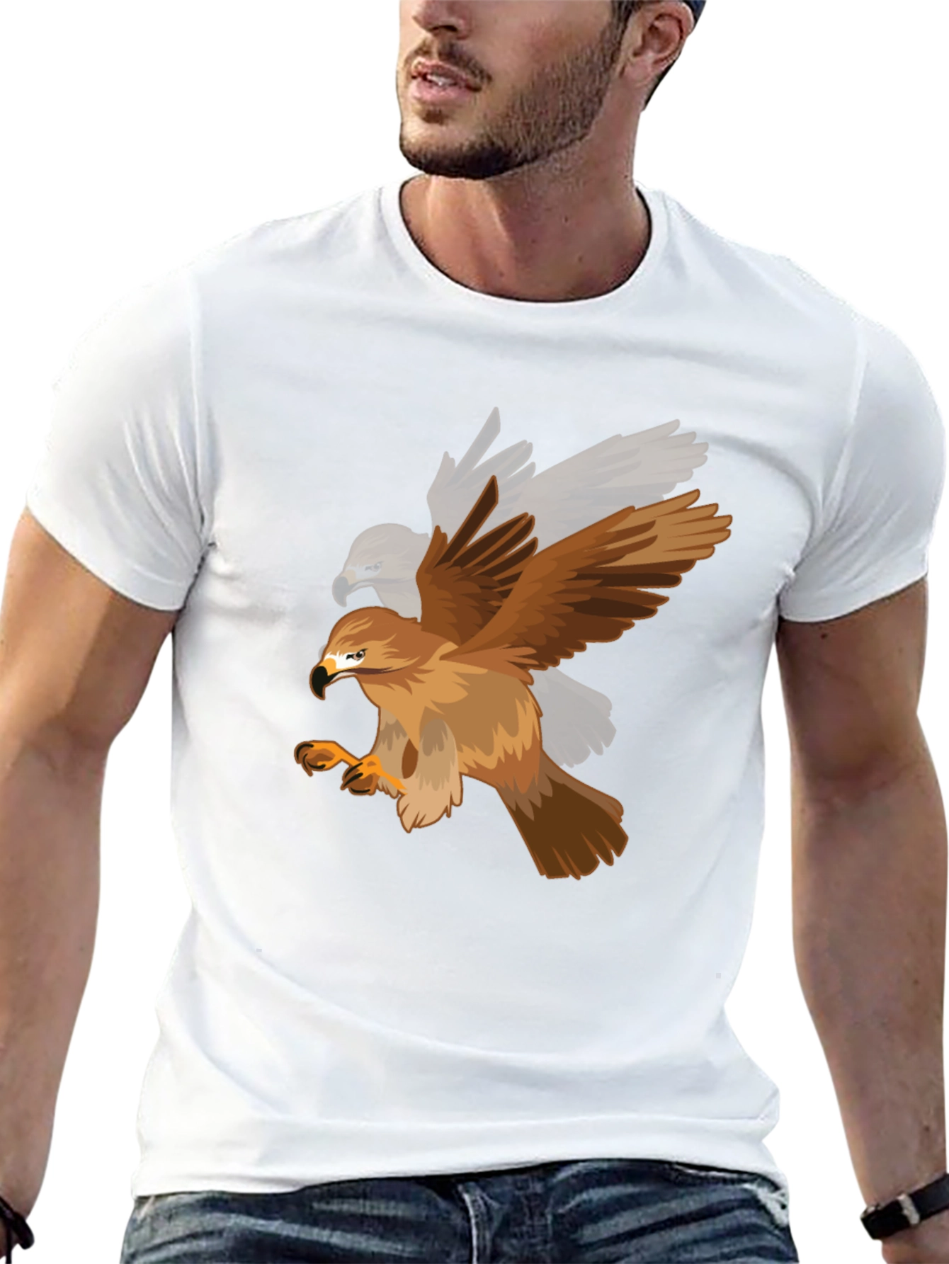 Mens Eagle Graphic Print Black T-Shirt
