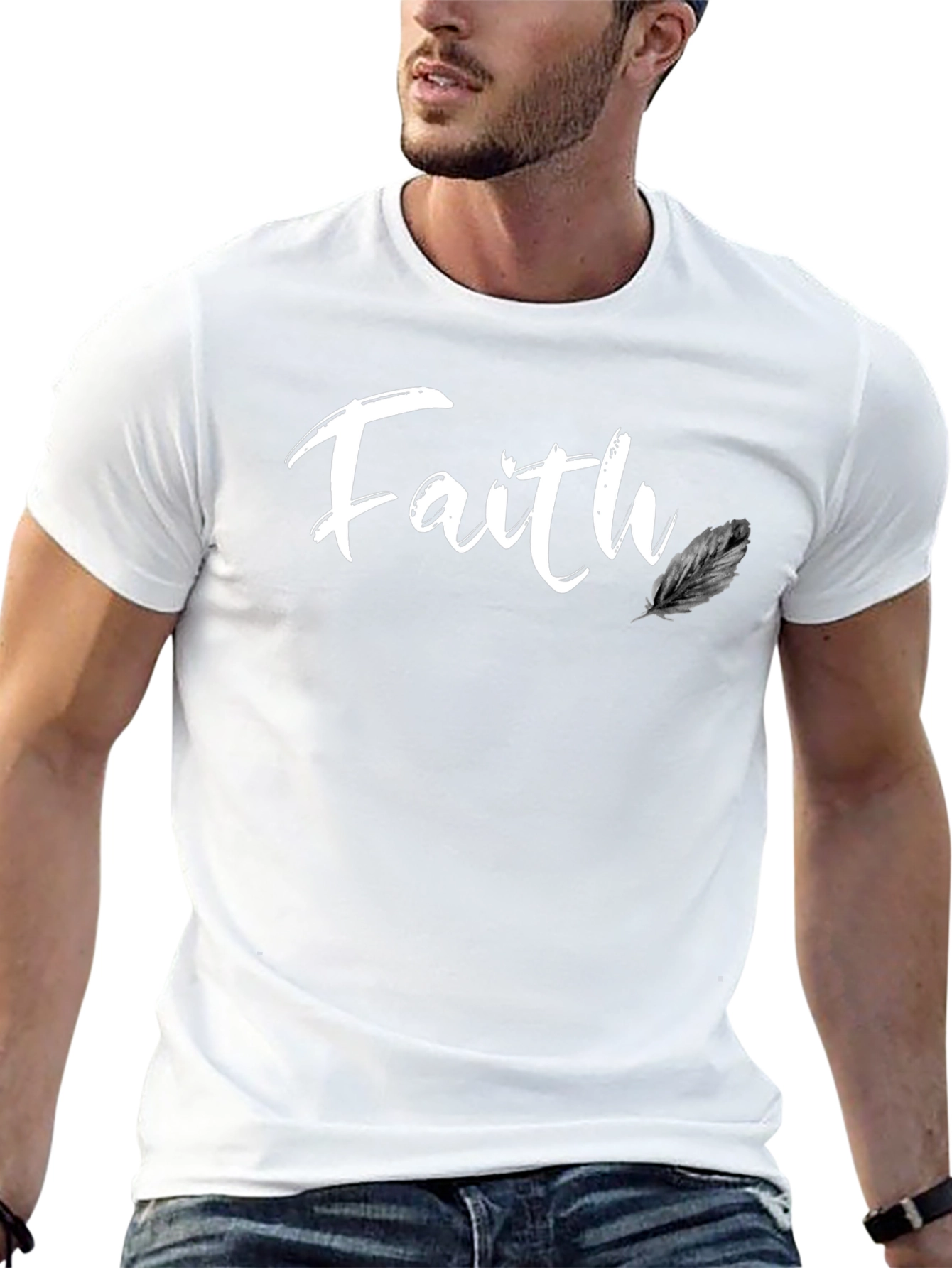Faith Feather Graphic Black T-Shirt