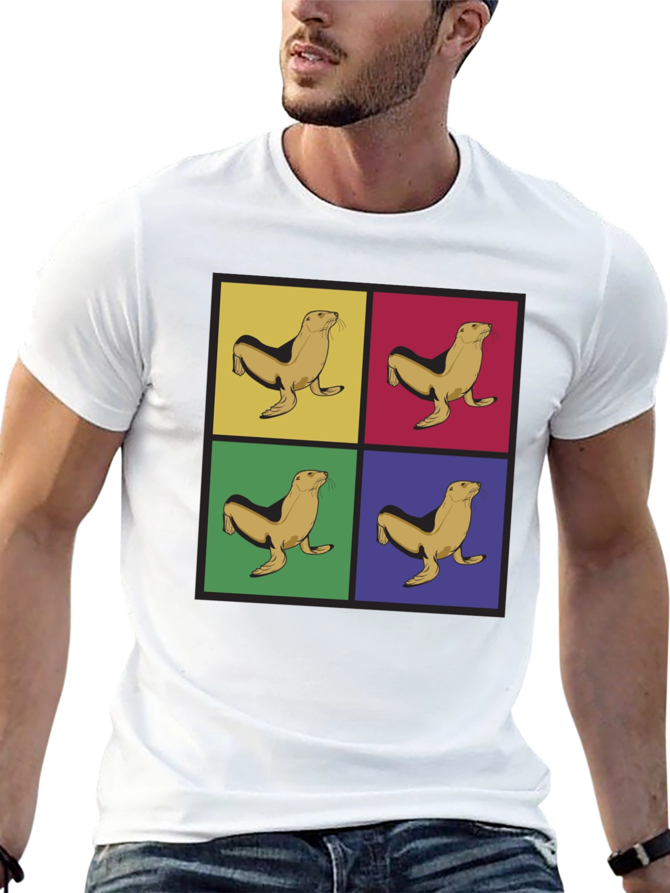 Pop Art Seal Graphic Tee - Unique Stylish Design