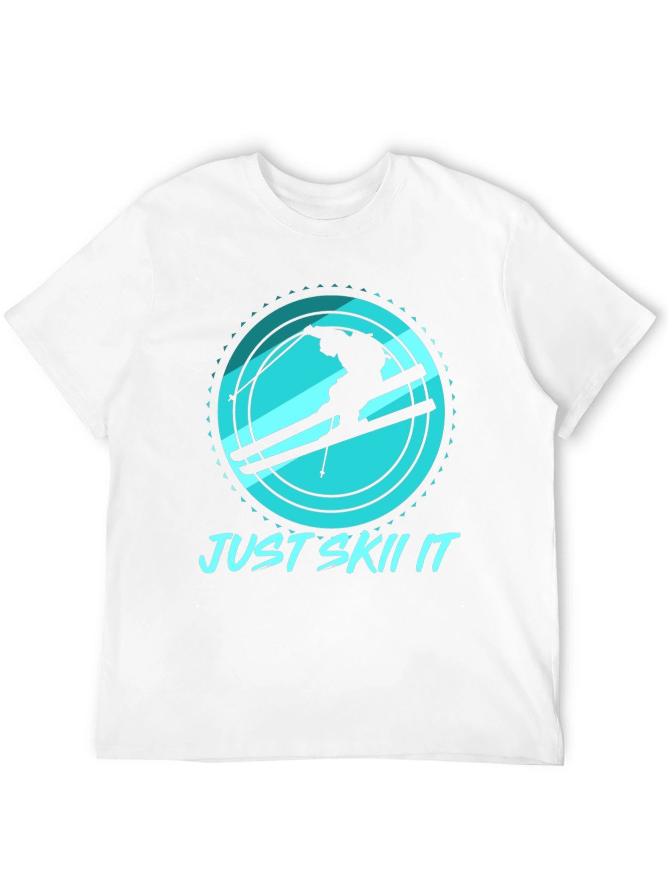 Just Skii It Black Tee - Skiing Silhouette Design