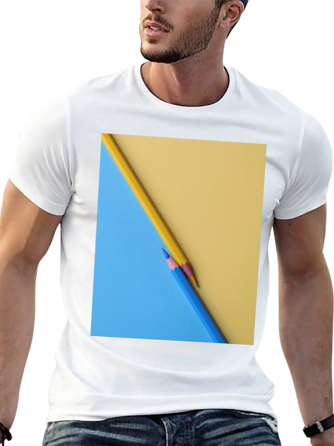 Pencil Art Graphic Tee - Modern Design