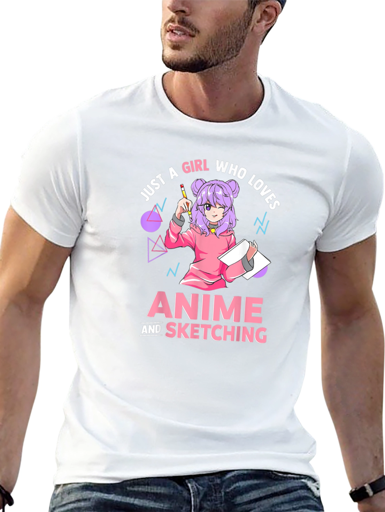 Anime and Sketching Girl T-Shirt - Black