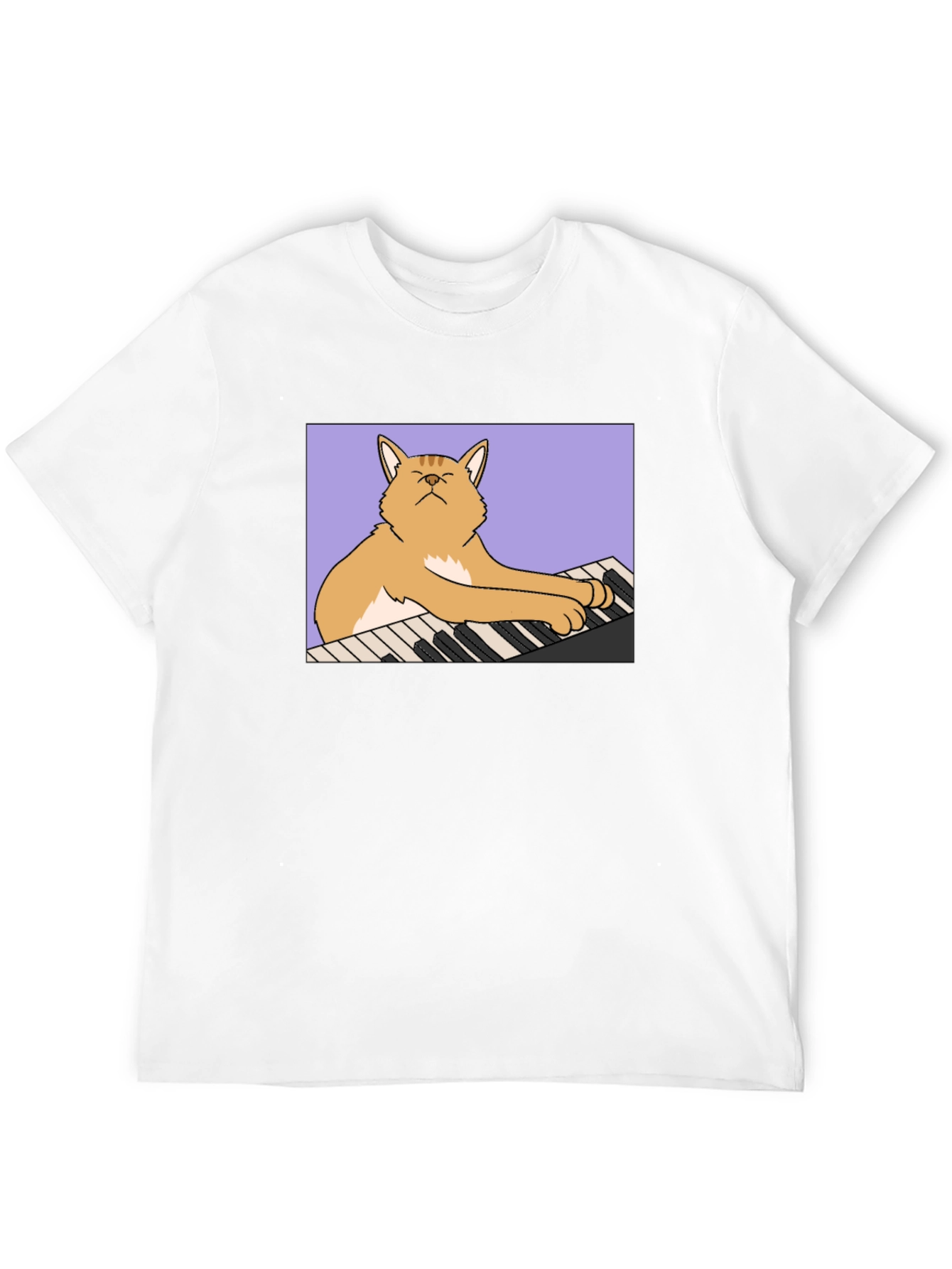 Cat Playing Piano Graphic T-Shirt