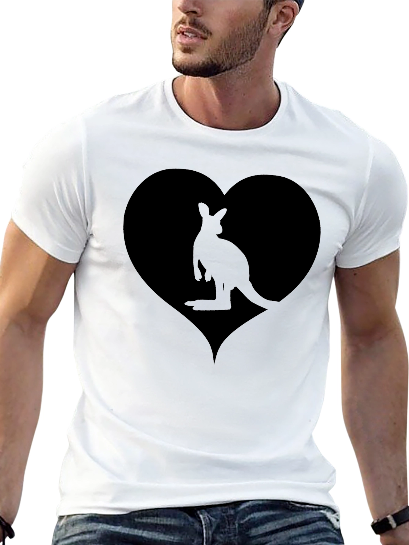 Kangaroo Heart Graphic Tee - Mens Black T-Shirt