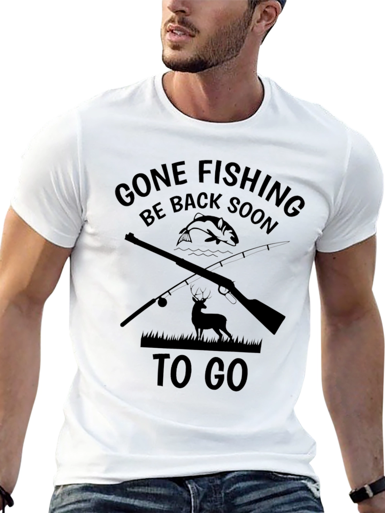 Gone Fishing T-Shirt - Mens Crew Neck Tee