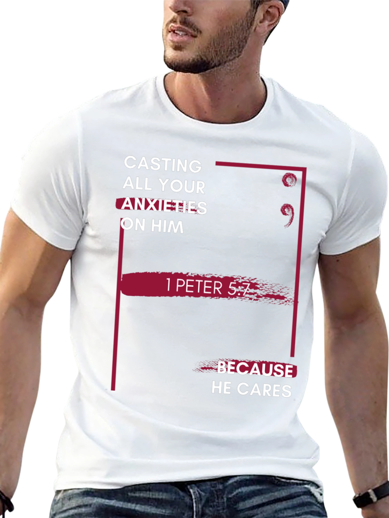 Faith-Based T-Shirt - 1 Peter 5:7 Bible Verse Tee