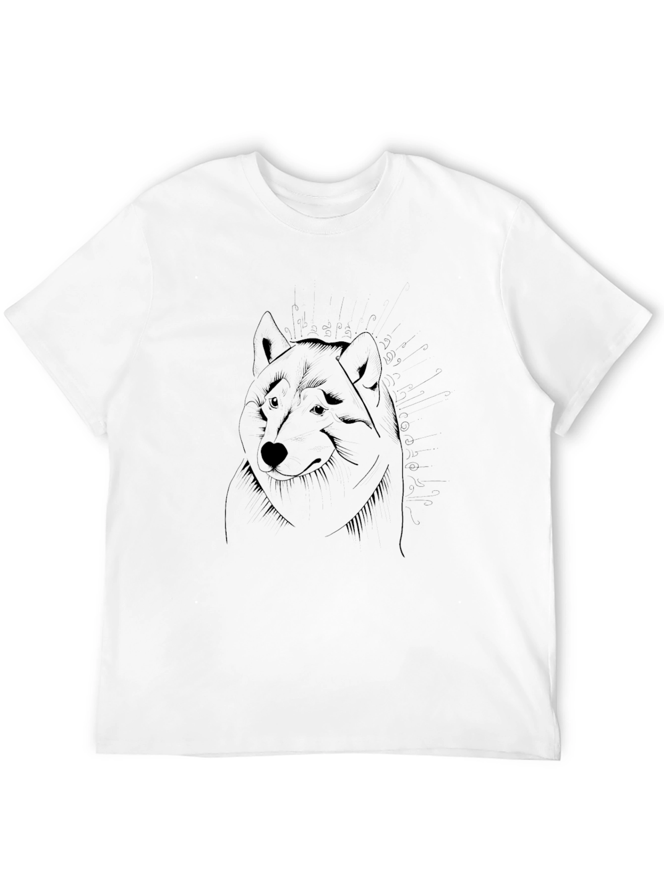 Black T-Shirt with Wolf Graphic