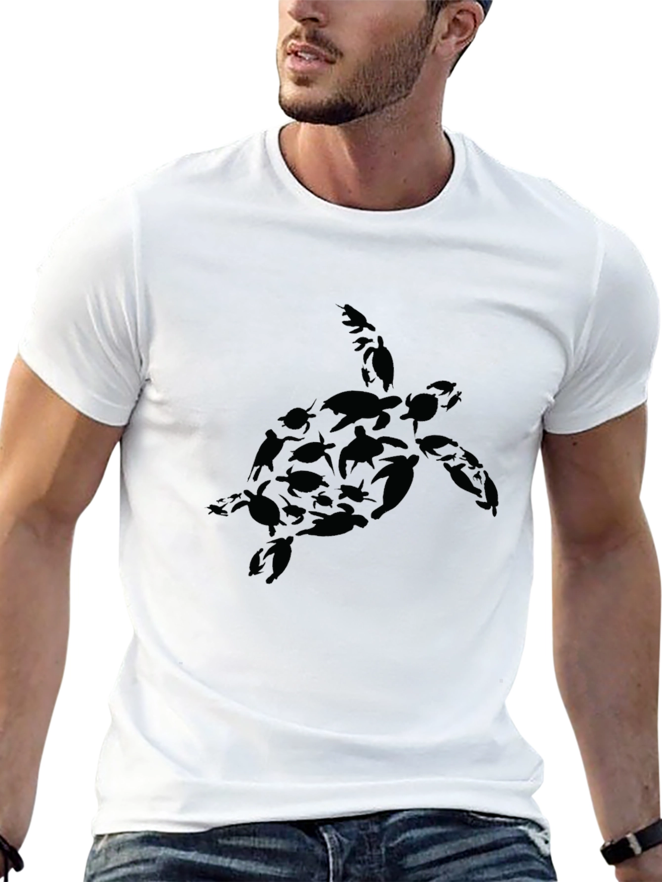 Turtle Silhouette Graphic Tee - Black