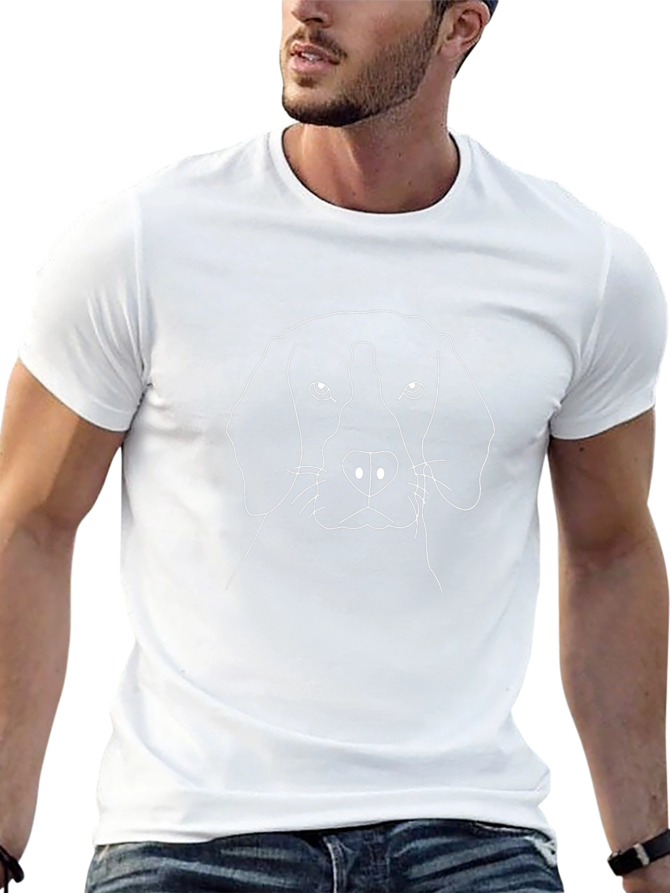 Minimalist Dog Line Art Tee - Black