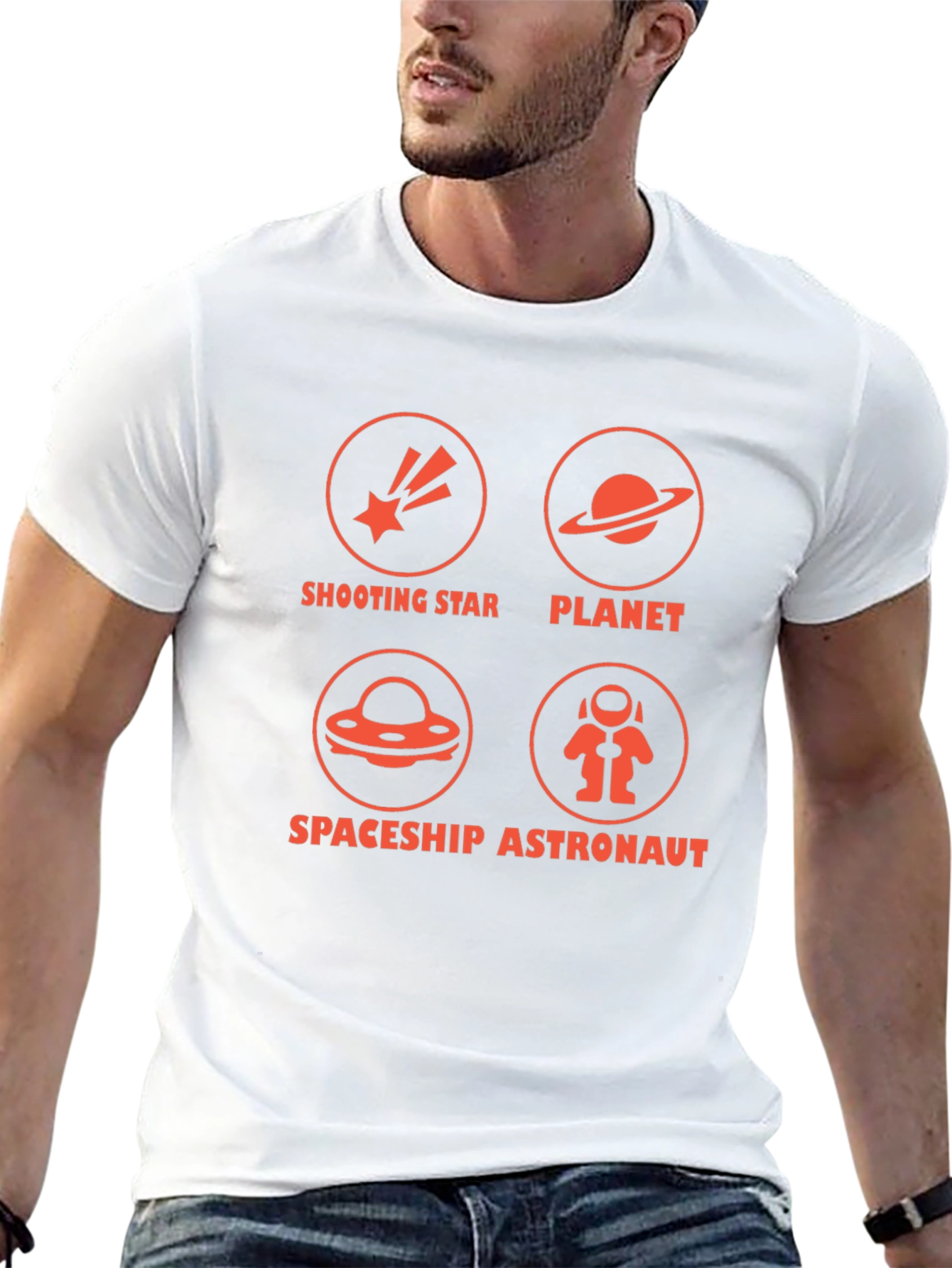 Space Exploration Graphic T-Shirt Black Crew Neck