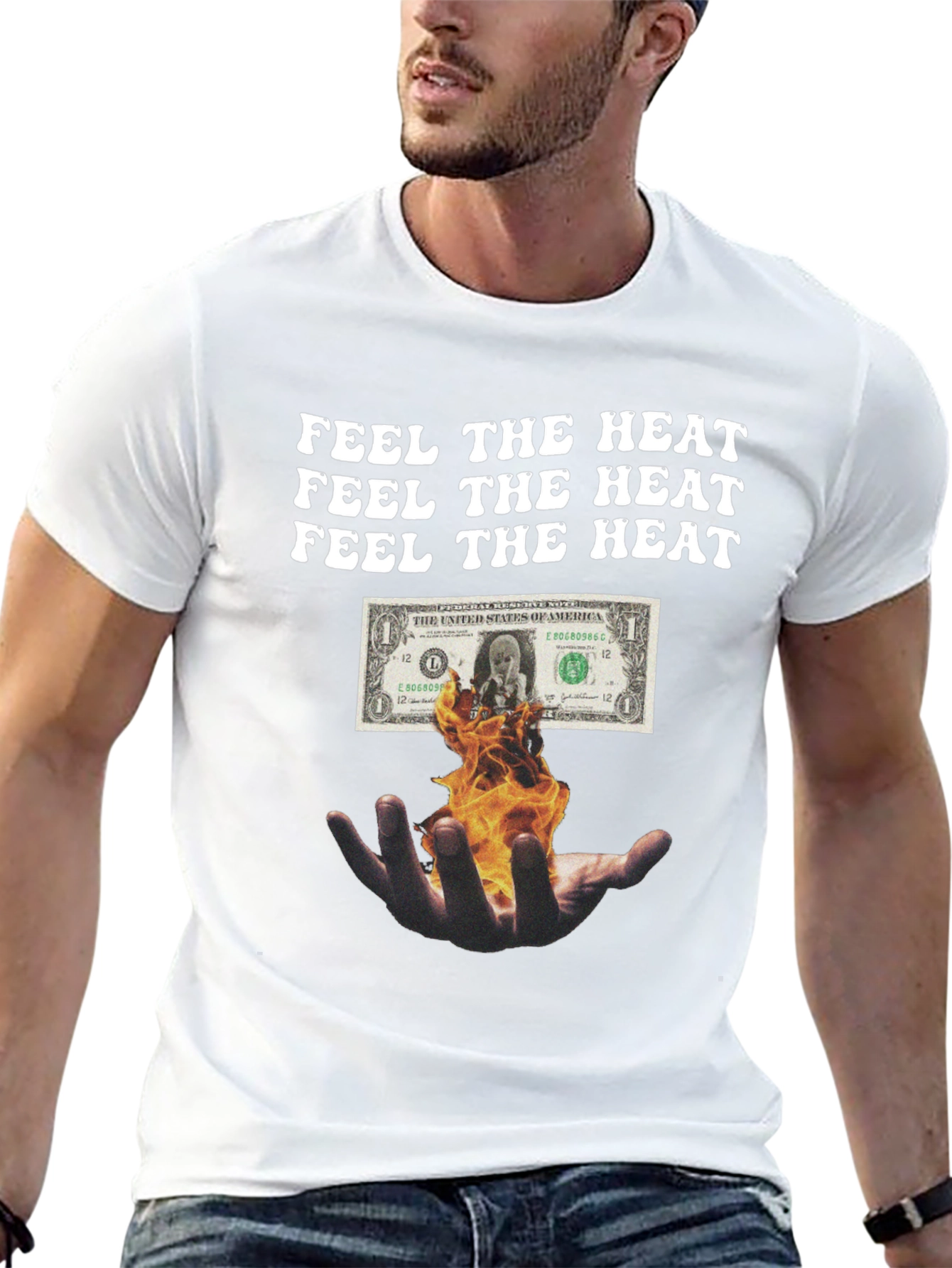 Feel the Heat Graphic Tee - Burning Money Design