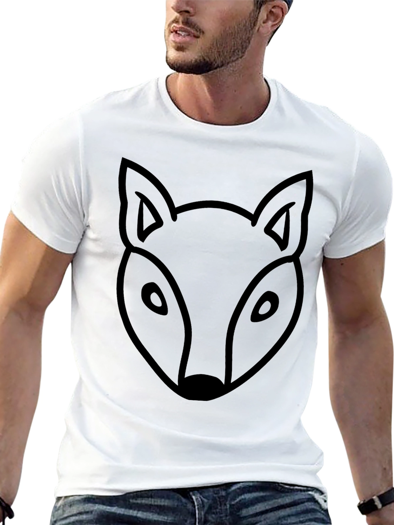 Minimalist Fox Head T-Shirt - Black
