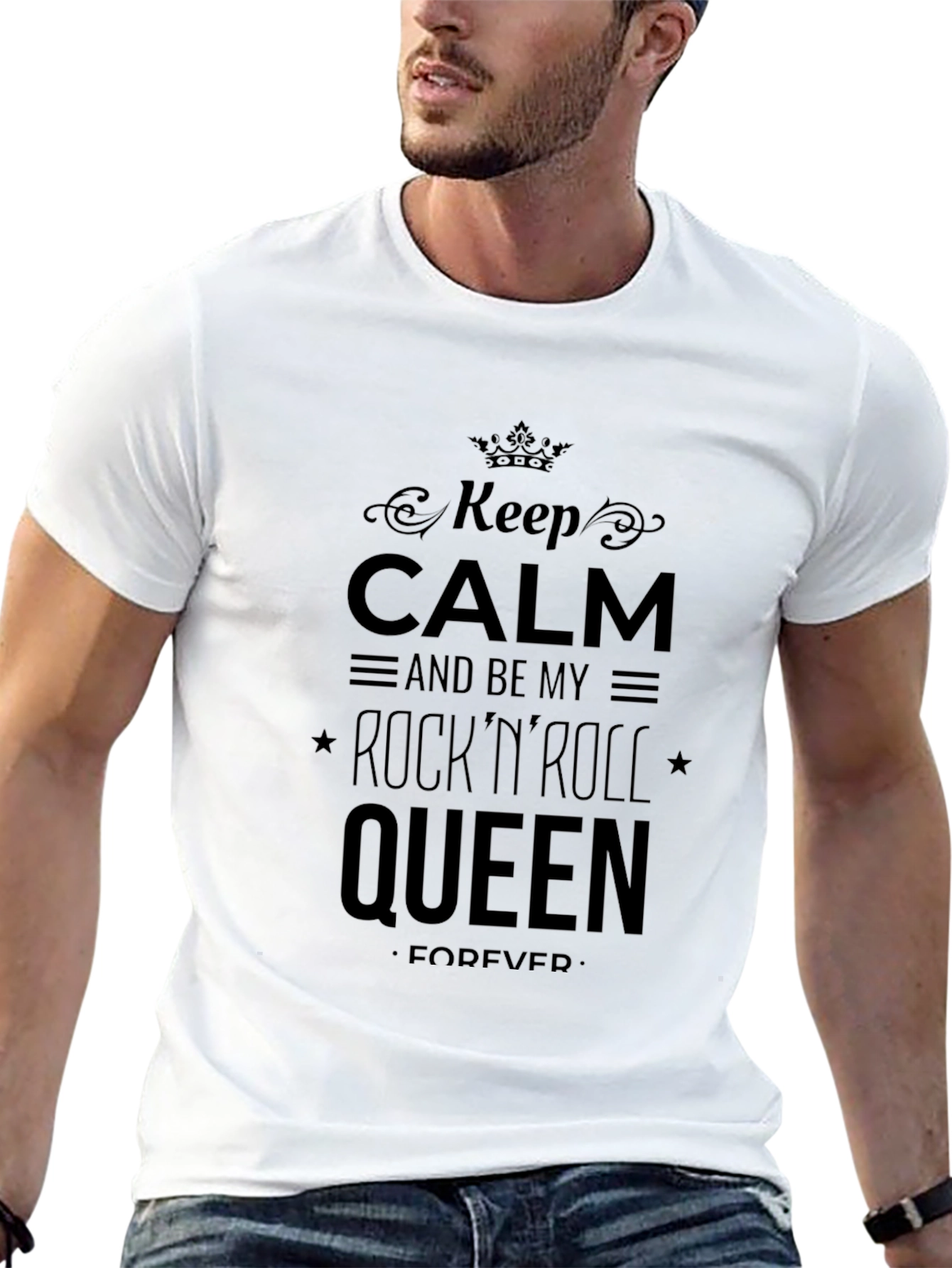 Keep Calm RocknRoll Queen Black Graphic T-Shirt